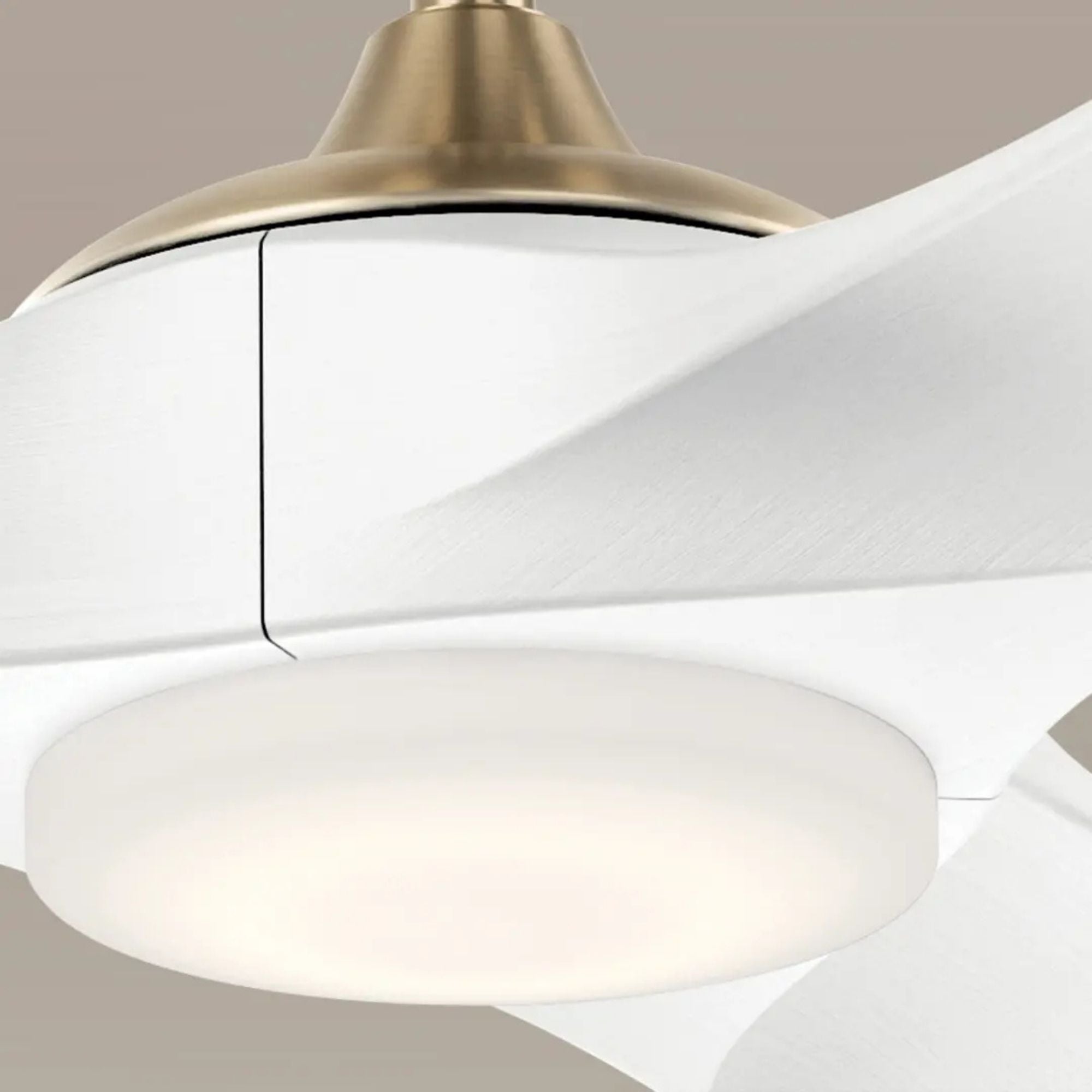 Kichler Mylo 52'' Ceiling Fan with LED Light DC Motor Champagne Bronze & White