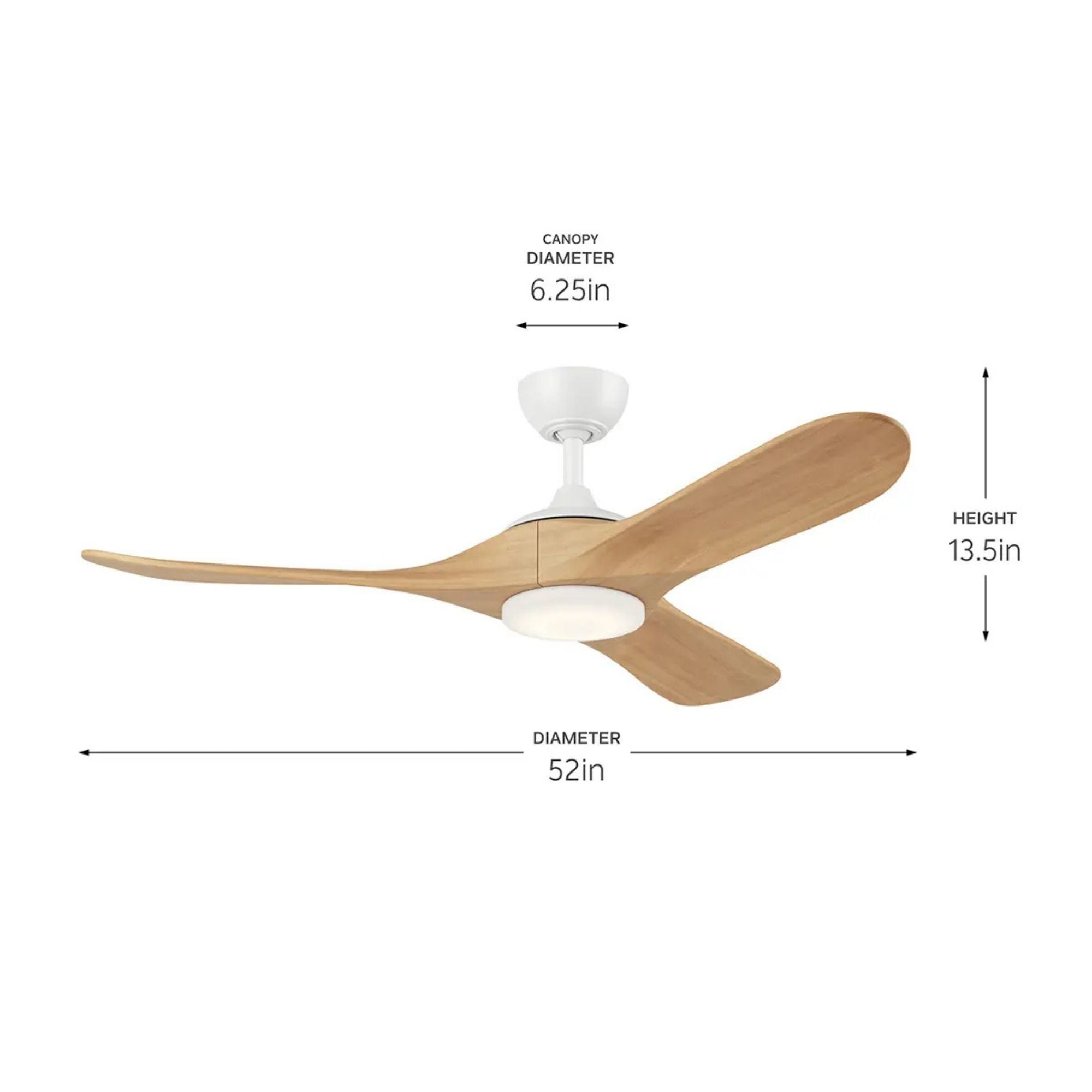 Kichler Mylo 52'' Ceiling Fan with LED Light DC Motor Matte White