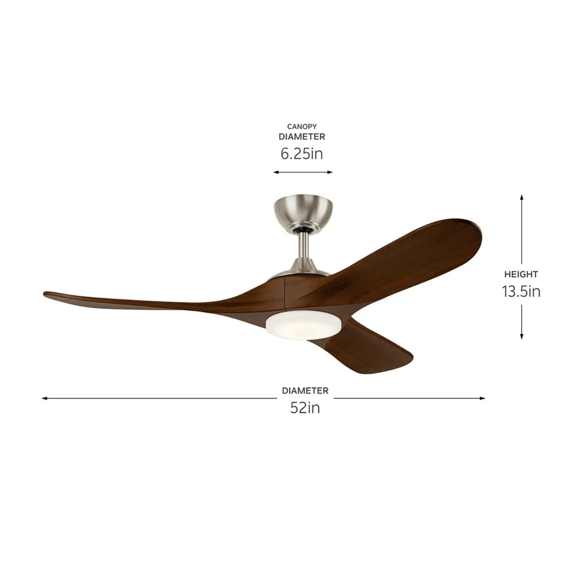 Kichler Mylo 52'' Ceiling Fan with LED Light DC Motor Painted Brushed Nickel