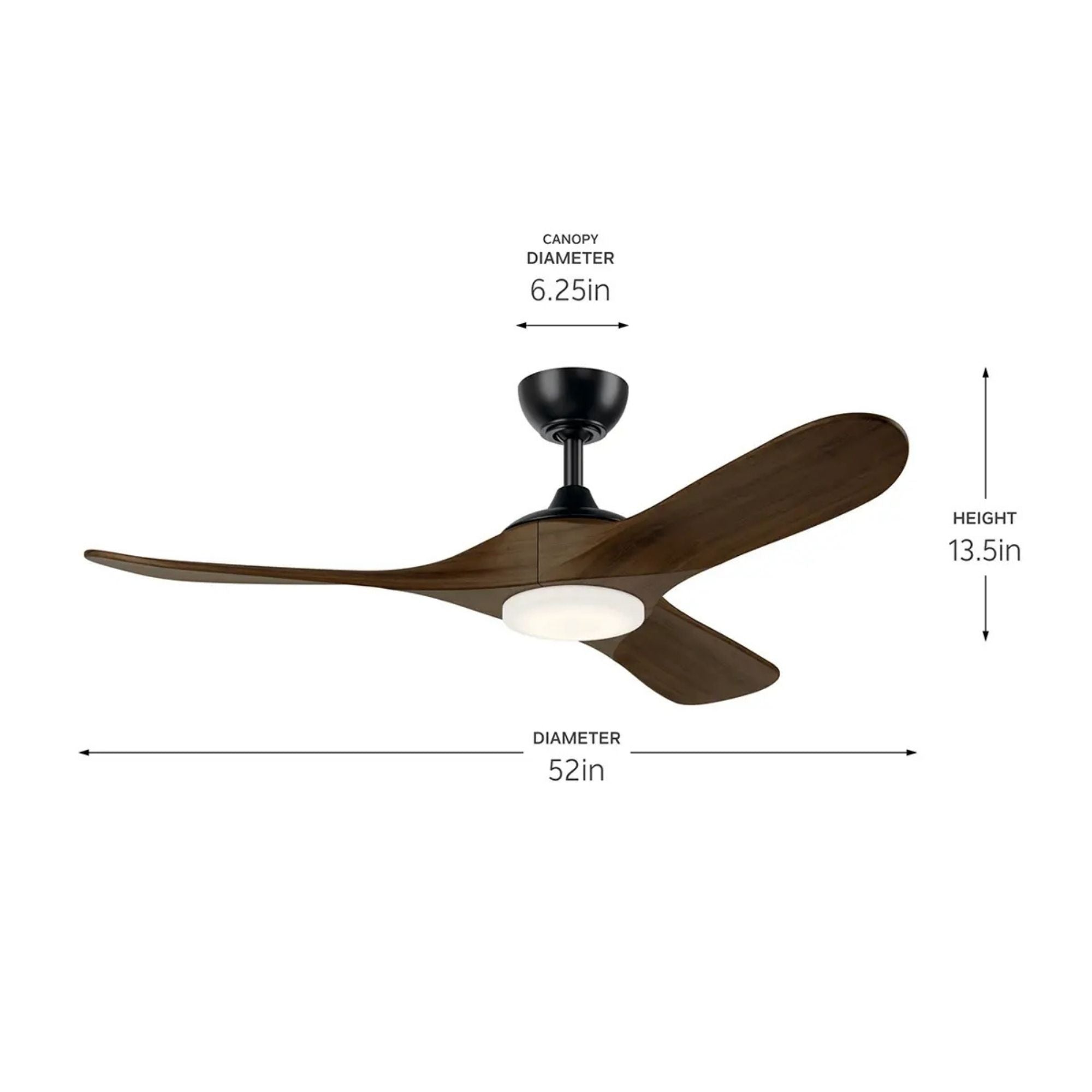 Kichler Mylo 52'' Ceiling Fan with LED Light DC Motor Satin Black
