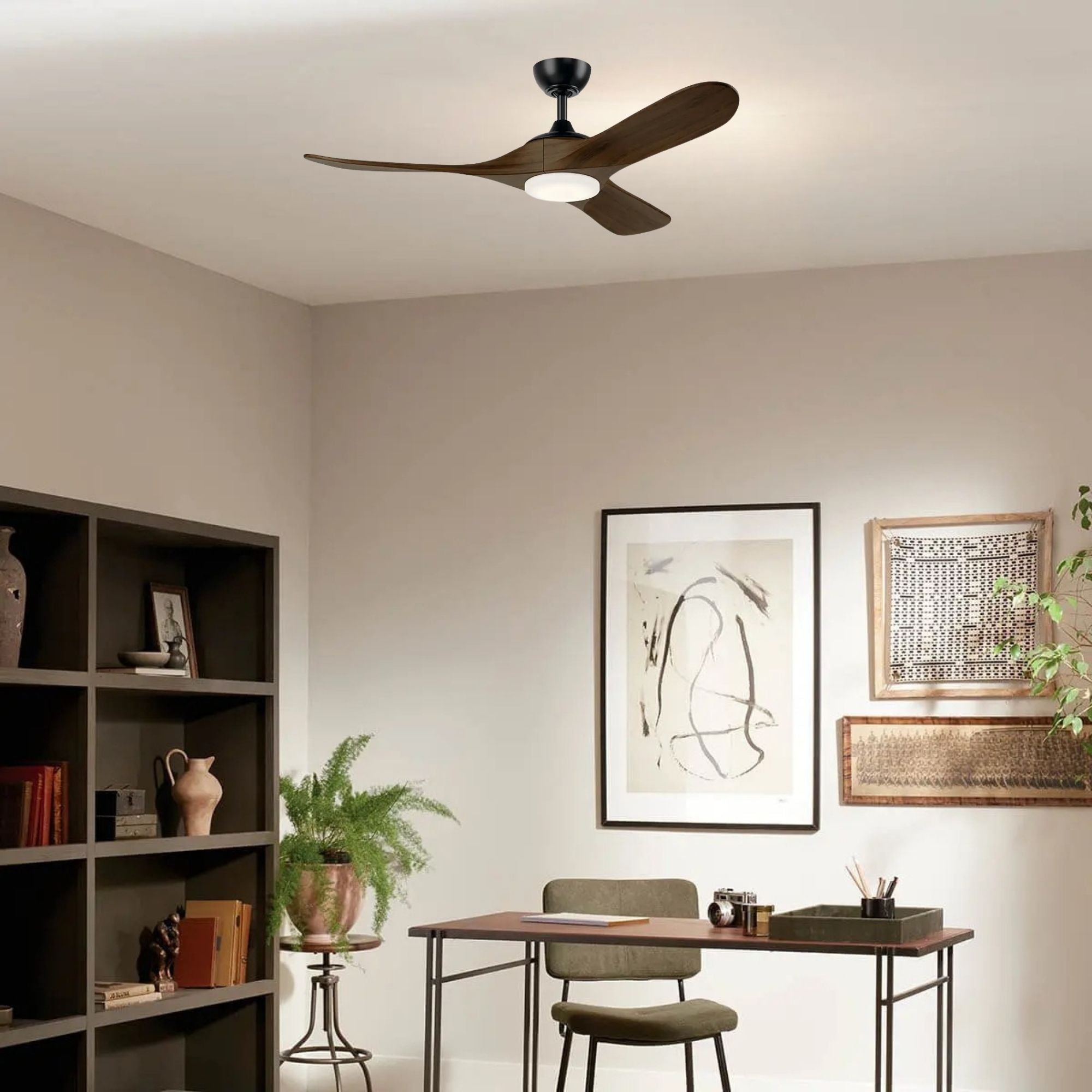 Kichler Mylo 52'' Ceiling Fan with LED Light DC Motor Satin Black