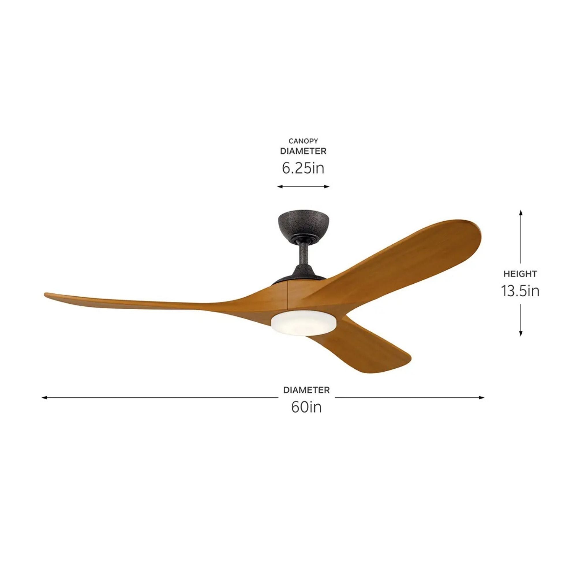 Kichler Mylo 60'' Ceiling Fan with LED Light DC Motor Anvil Iron