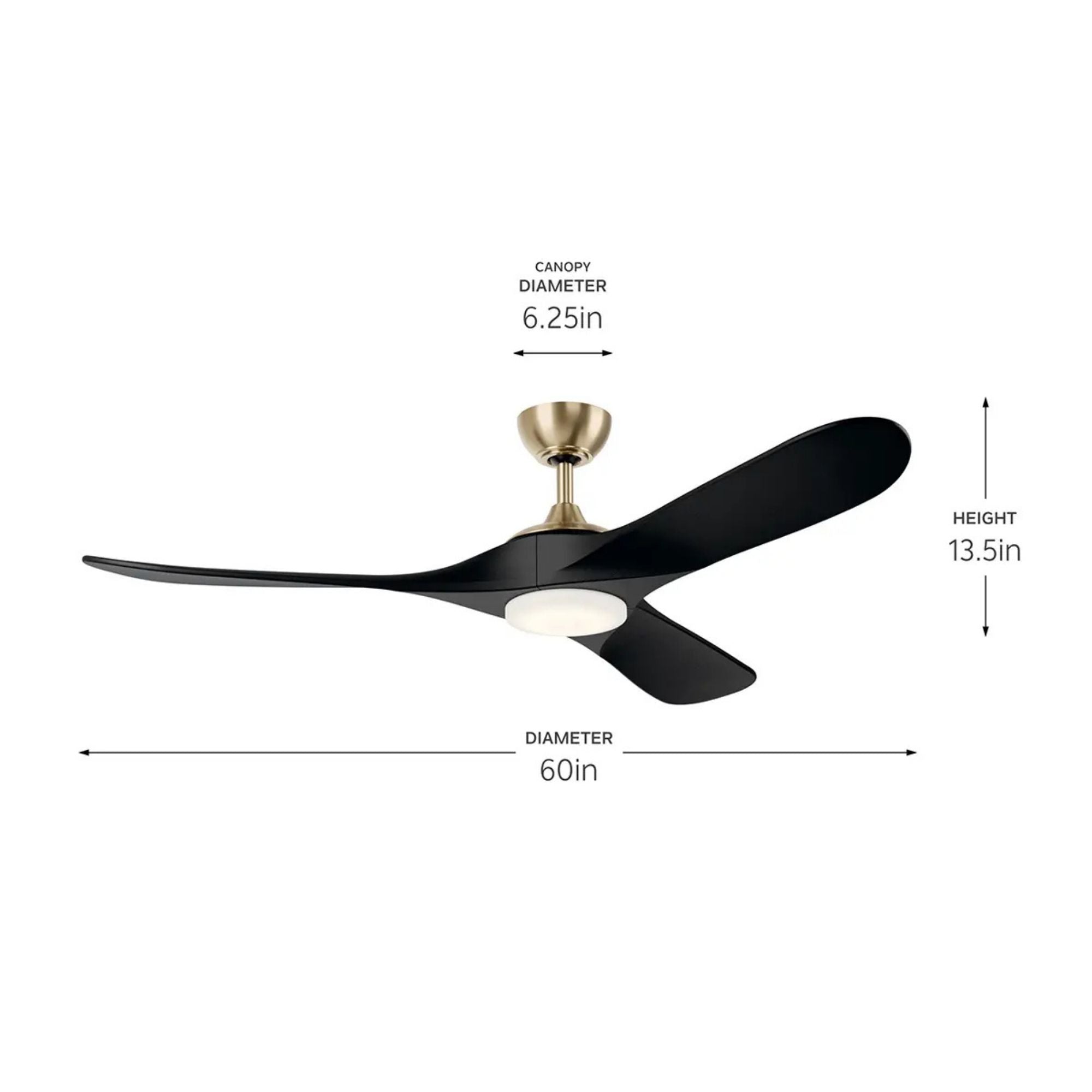 Kichler Mylo 60'' Ceiling Fan with LED Light DC Motor Champagne Bronze & Black