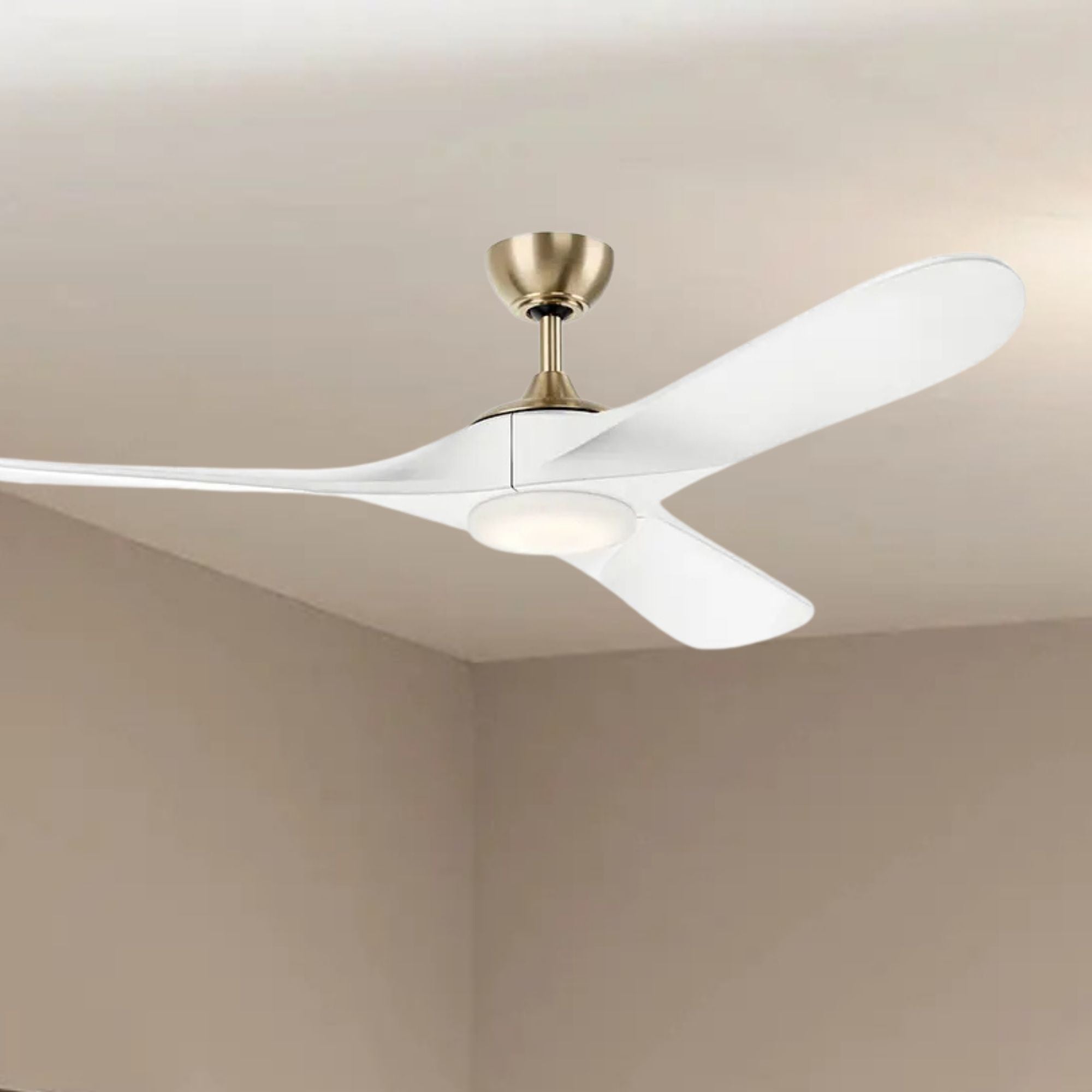 Kichler Mylo 60'' Ceiling Fan with LED Light DC Motor Champagne Bronze & White