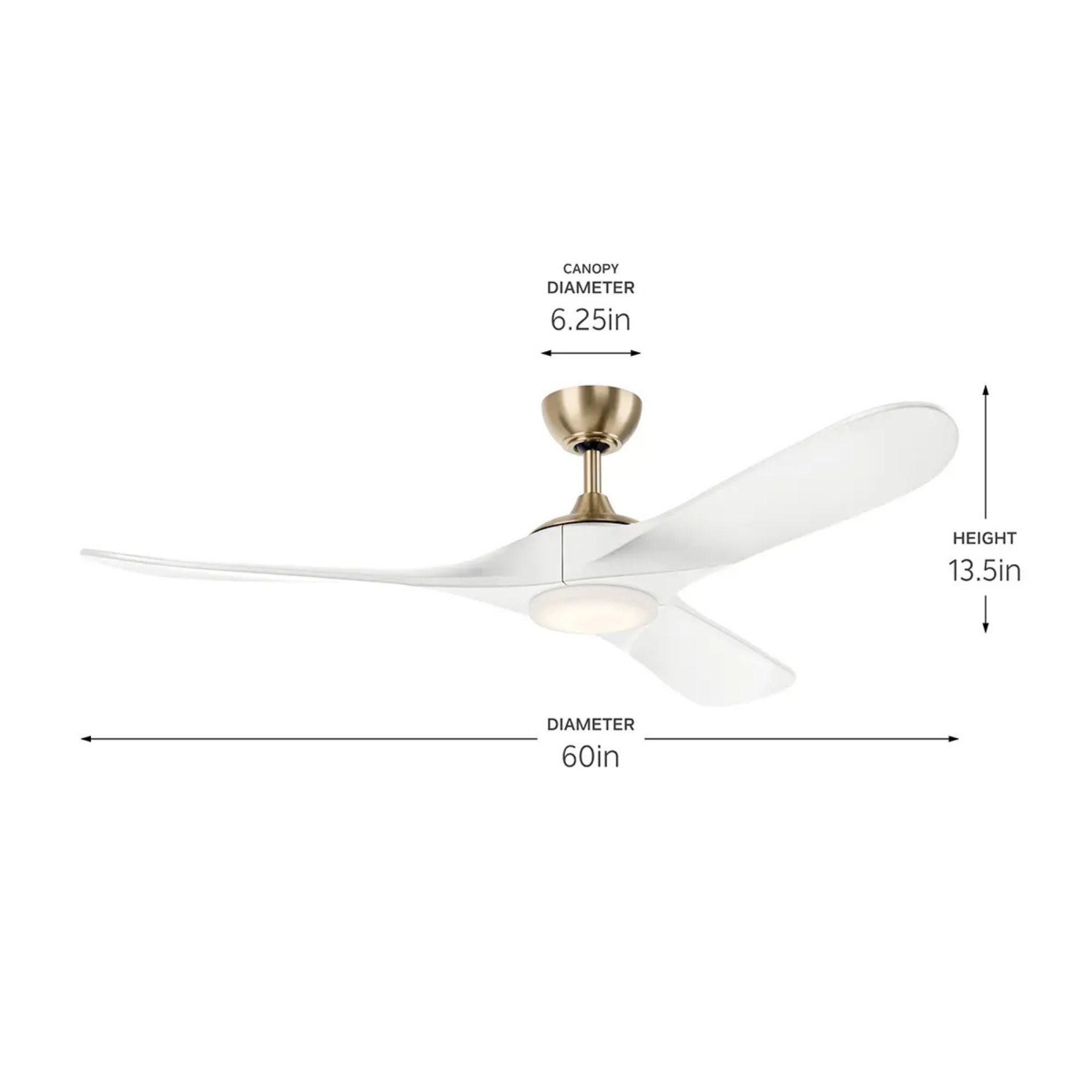 Kichler Mylo 60'' Ceiling Fan with LED Light DC Motor Champagne Bronze & White