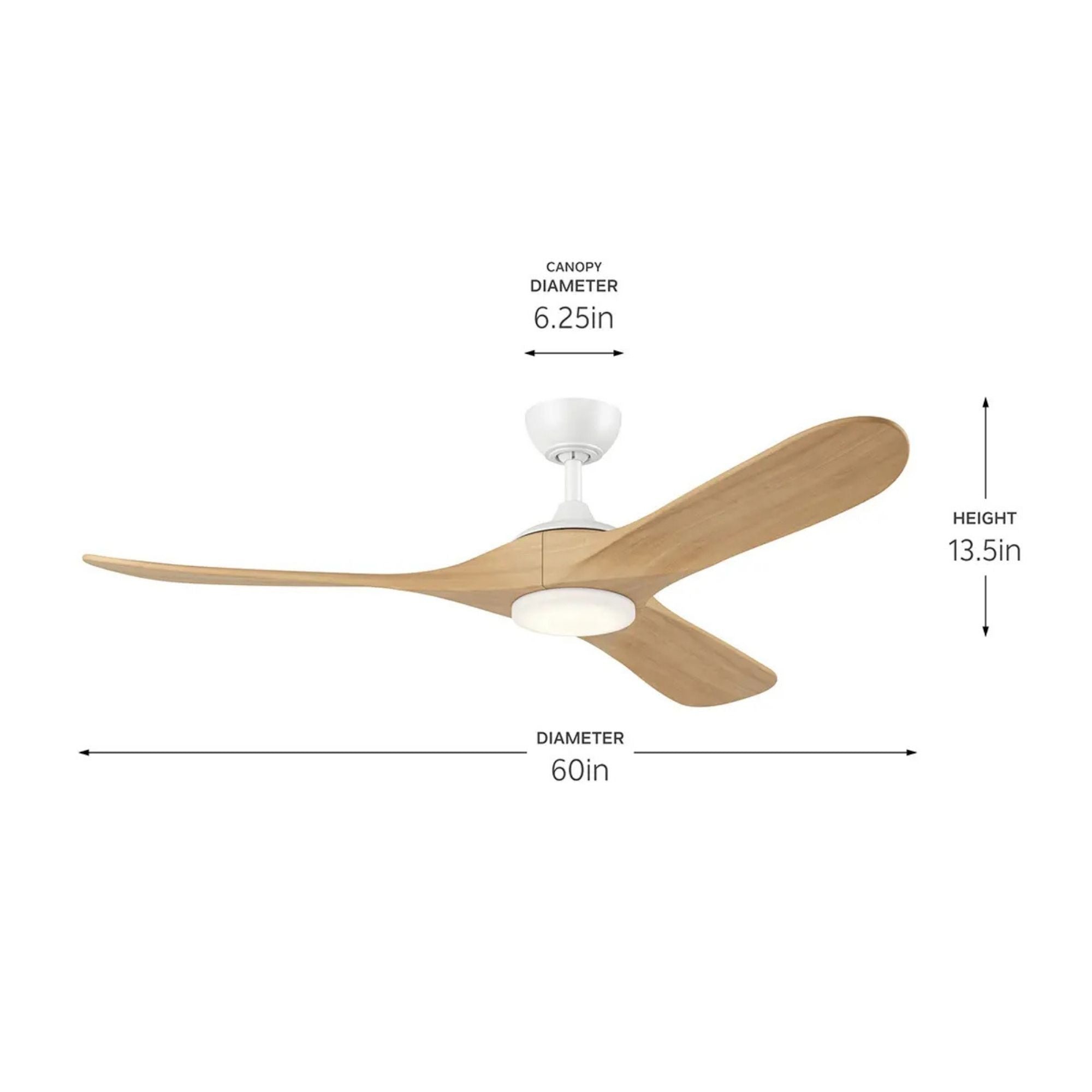 Kichler Mylo 60'' Ceiling Fan with LED Light DC Motor Matte White