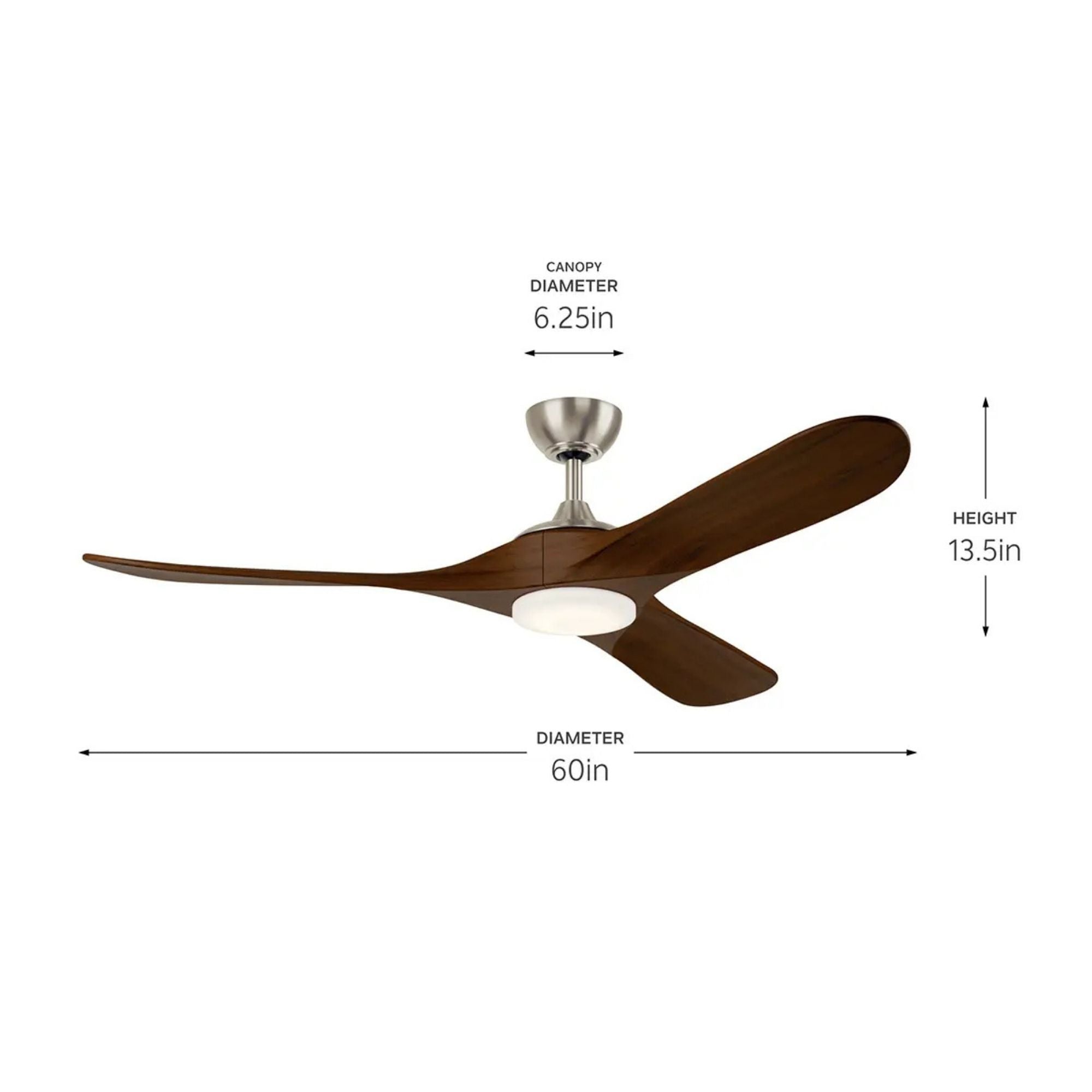 Kichler Mylo 60'' Ceiling Fan with LED Light DC Motor Painted Brushed Nickel