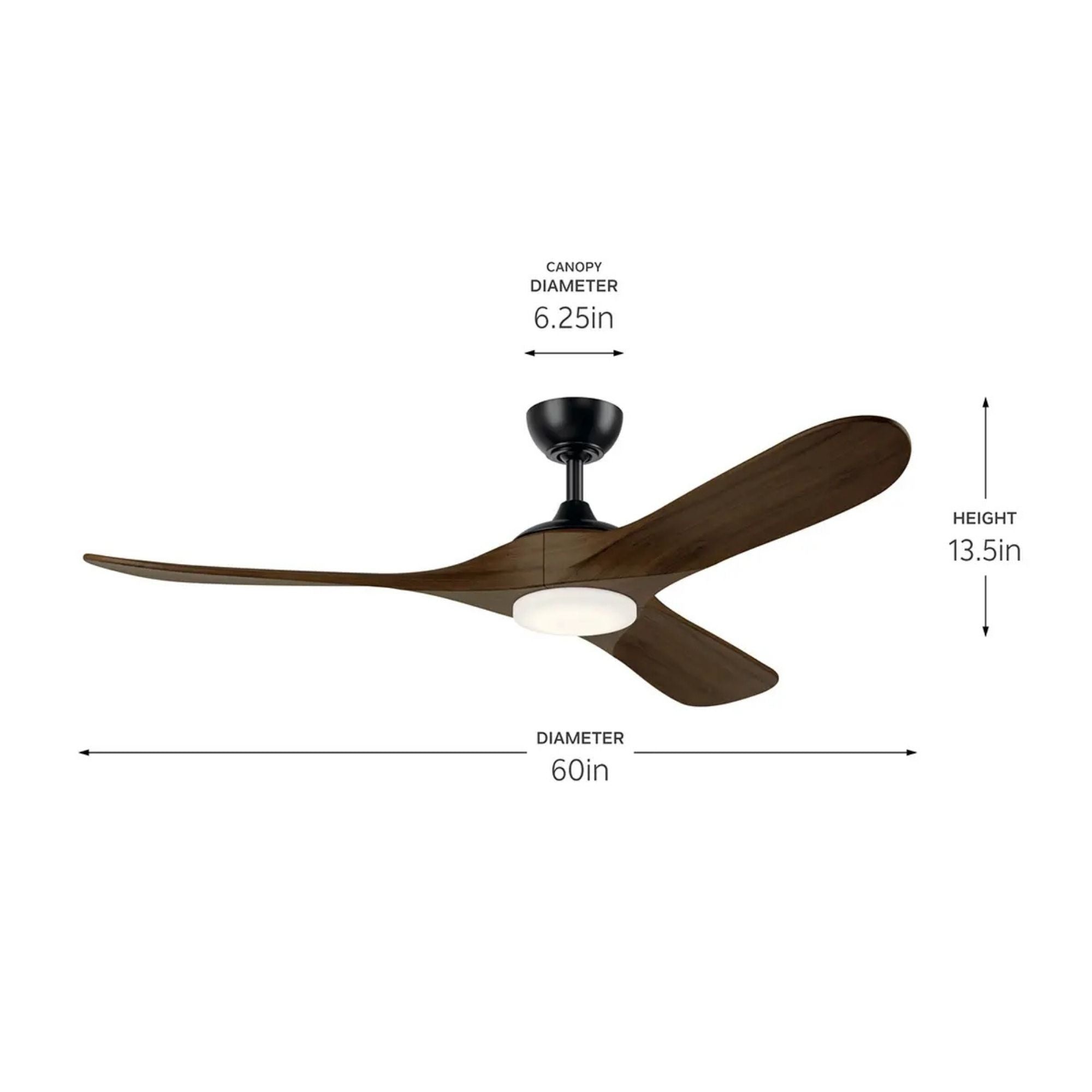 Kichler Mylo 60'' Ceiling Fan with LED Light DC Motor Satin Black