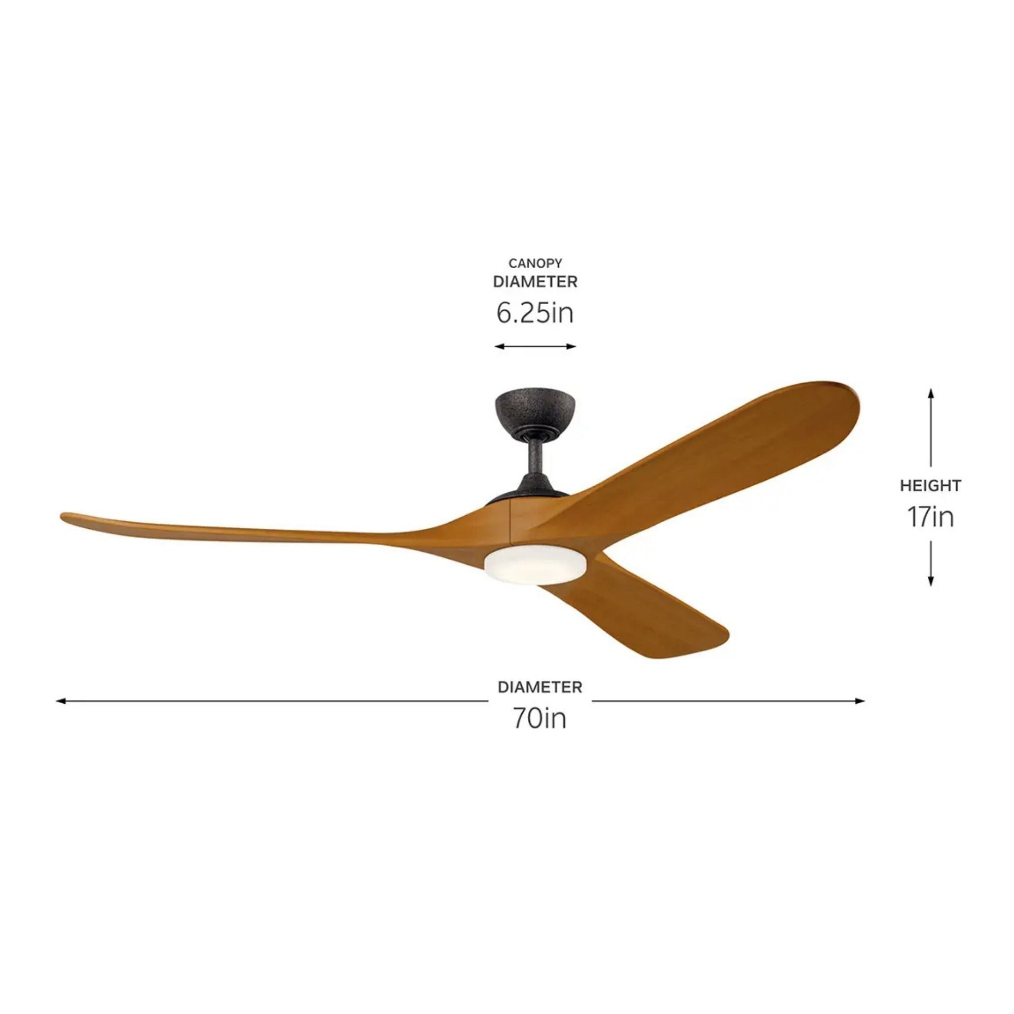Kichler Mylo 70'' Ceiling Fan with LED Light DC Motor Anvil Iron