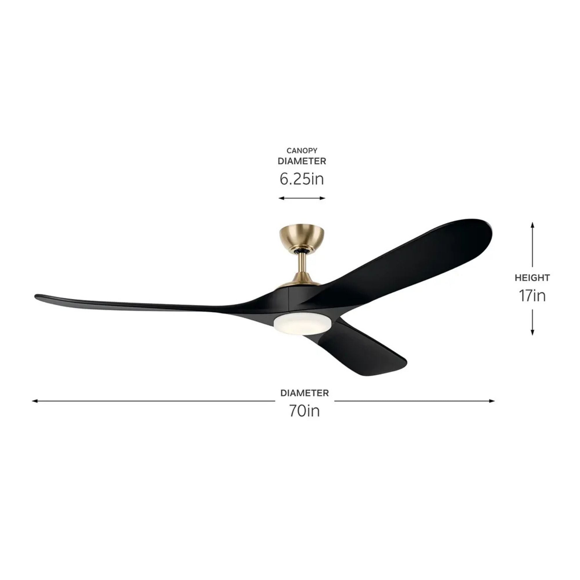 Kichler Mylo 70'' Ceiling Fan with LED Light DC Motor Champagne Bronze