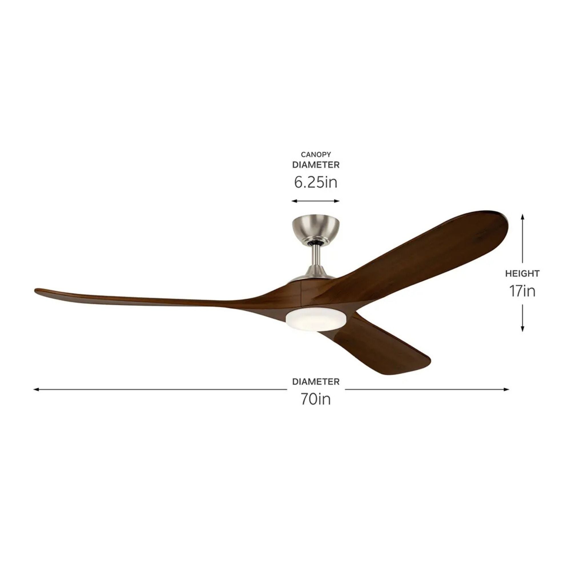 Kichler Mylo 70'' Ceiling Fan with LED Light DC Motor Painted Brushed Nickel