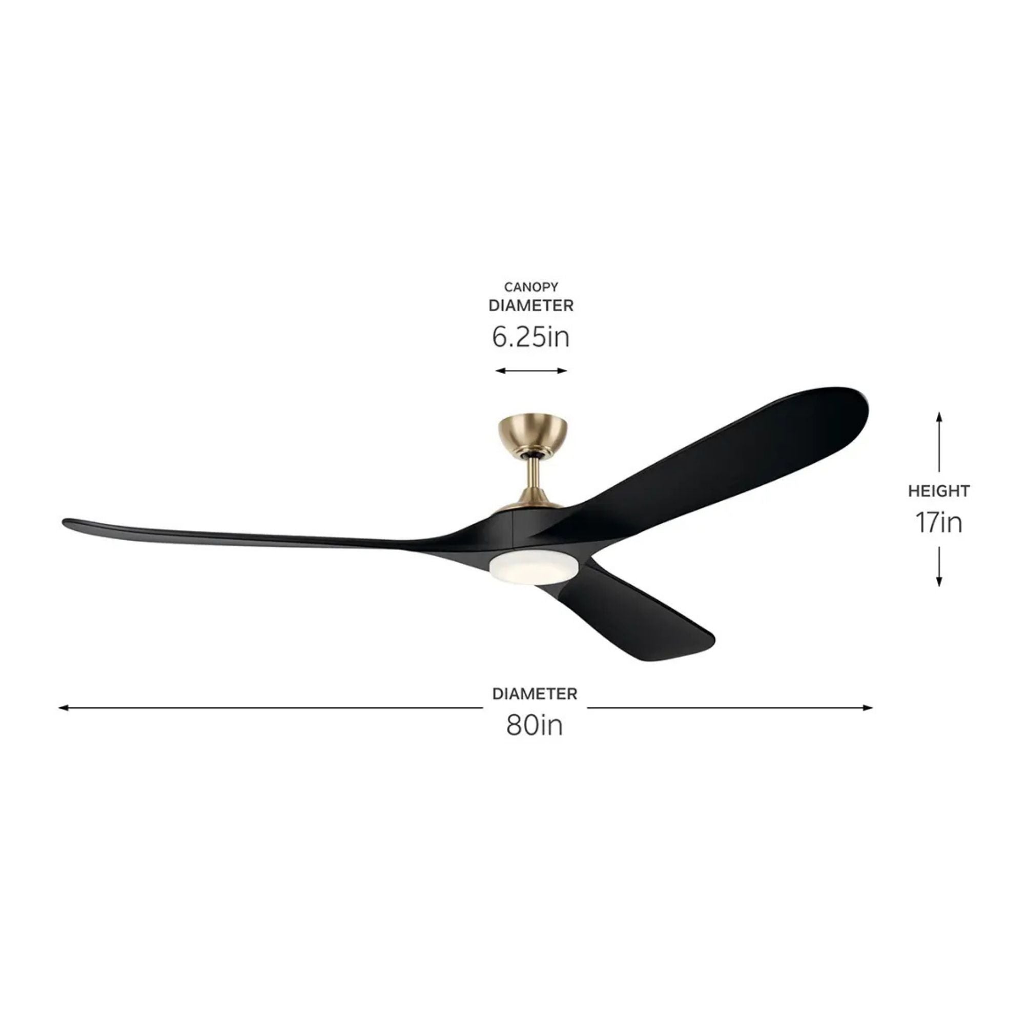 Kichler Mylo 80'' Ceiling Fan with LED Light DC Motor Champagne Bronze