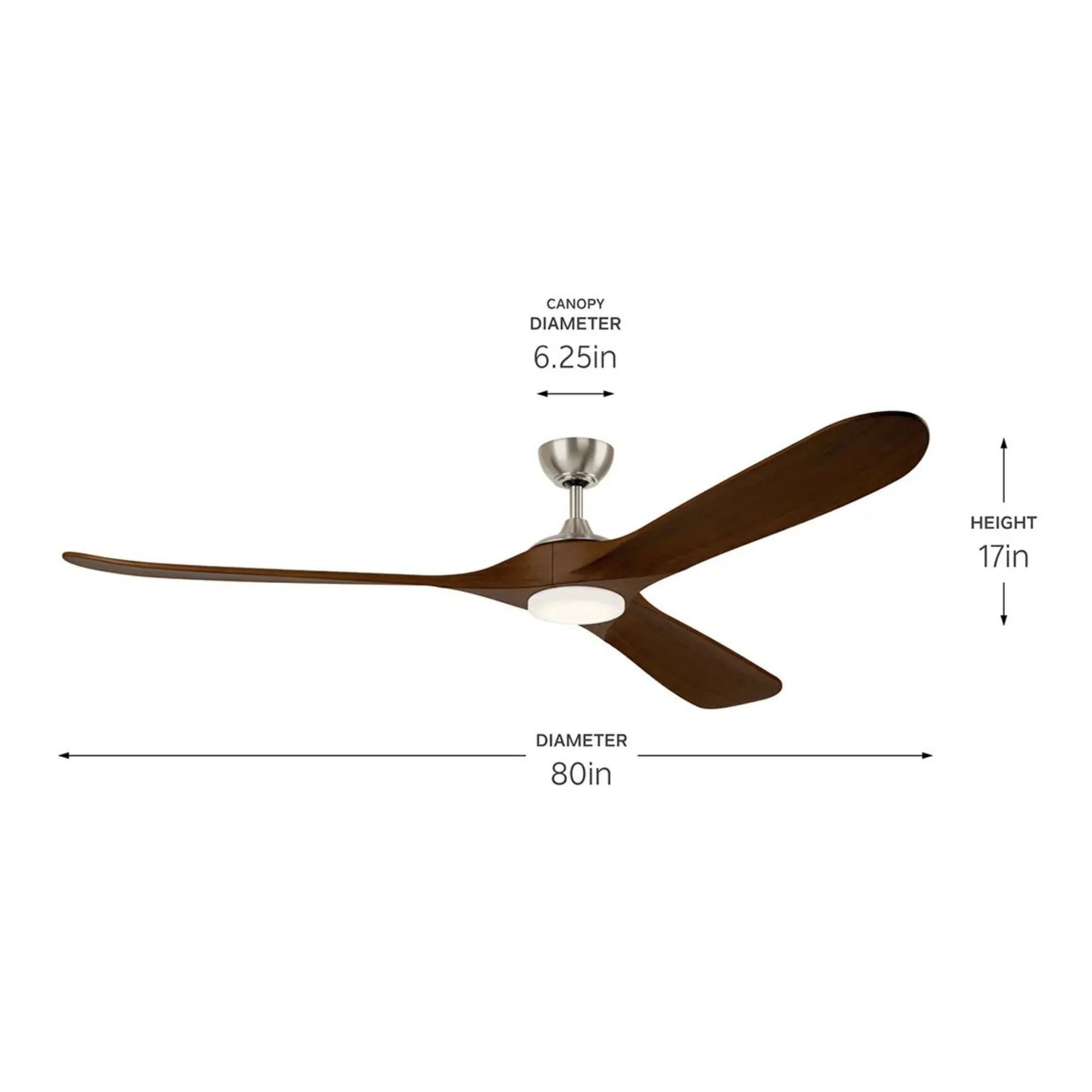 Kichler Mylo 80'' Ceiling Fan with LED Light DC Motor Painted Brushed Nickel
