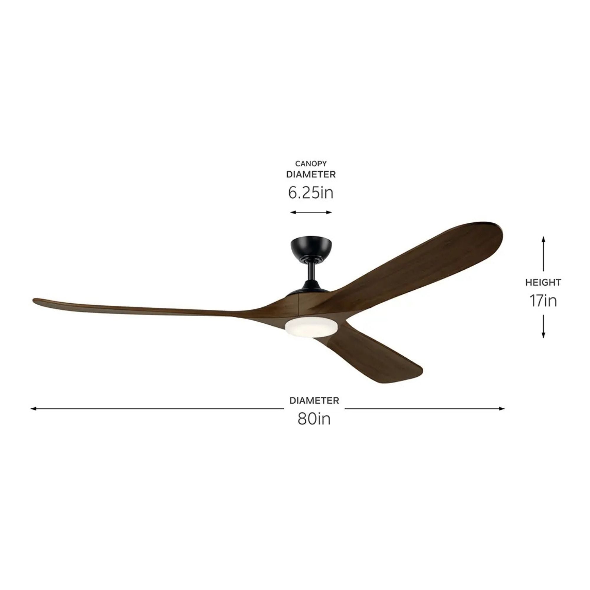 Kichler Mylo 80'' Ceiling Fan with LED Light DC Motor Satin Black