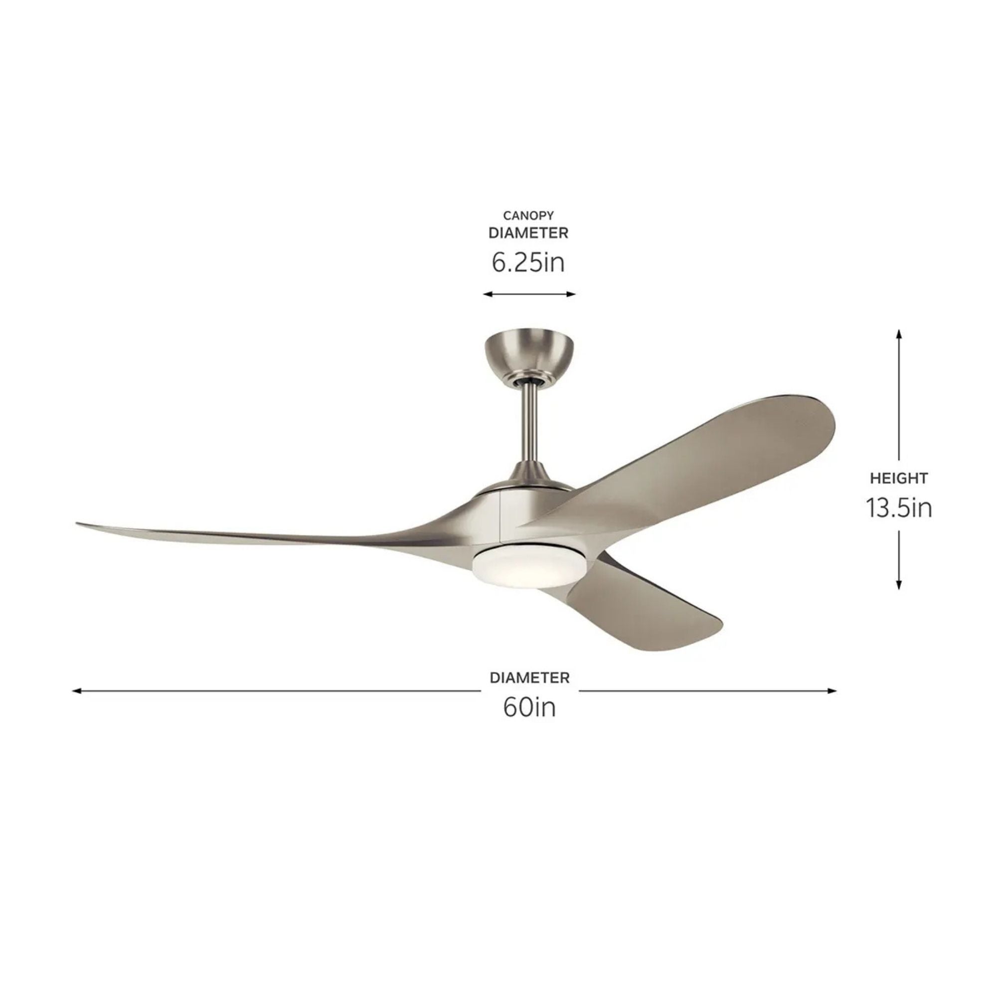 Kichler Mylo Weather+ 60'' Ceiling Fan with LED Light DC Motor Painted Brushed Nickel