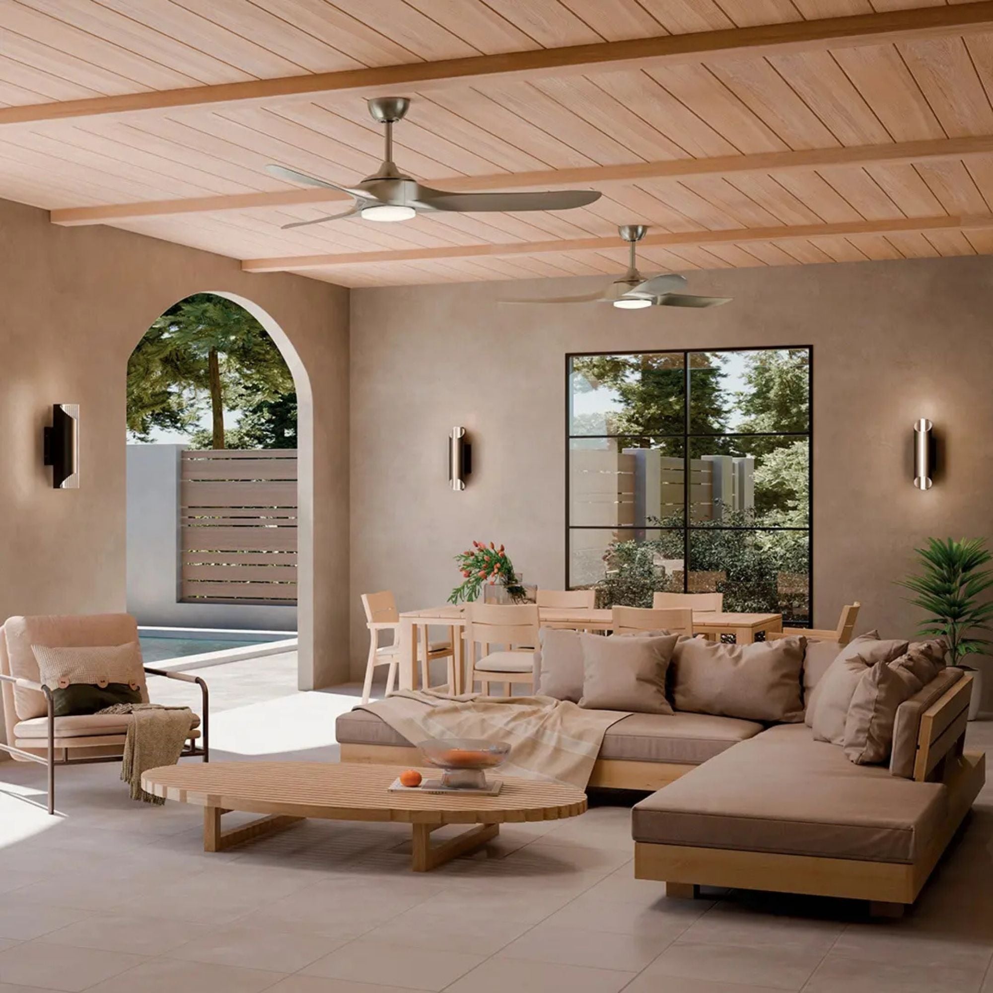 Kichler Mylo Weather+ 60'' Ceiling Fan with LED Light DC Motor Painted Brushed Nickel