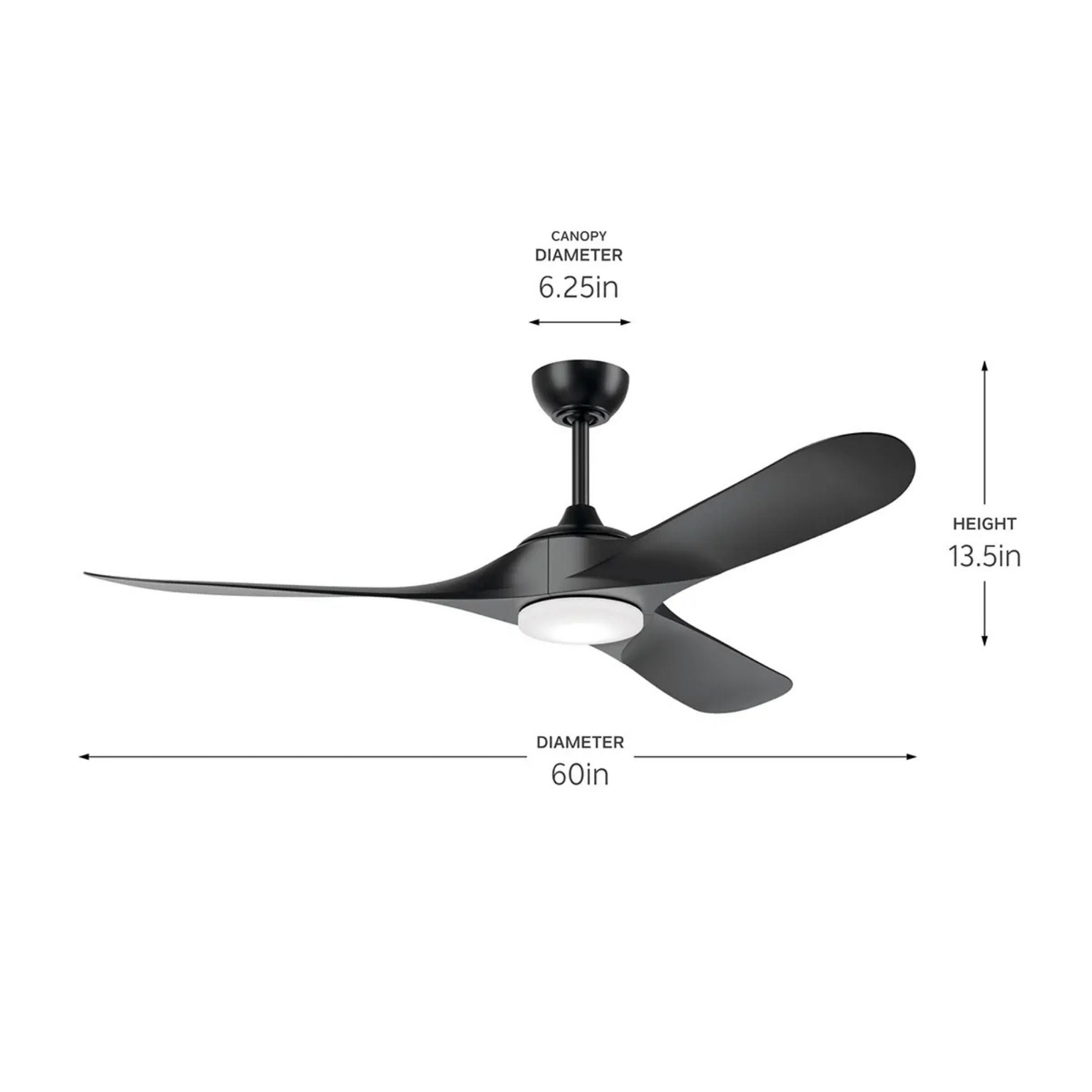 Kichler Mylo Weather+ 60'' Ceiling Fan with LED Light DC Motor Satin Black