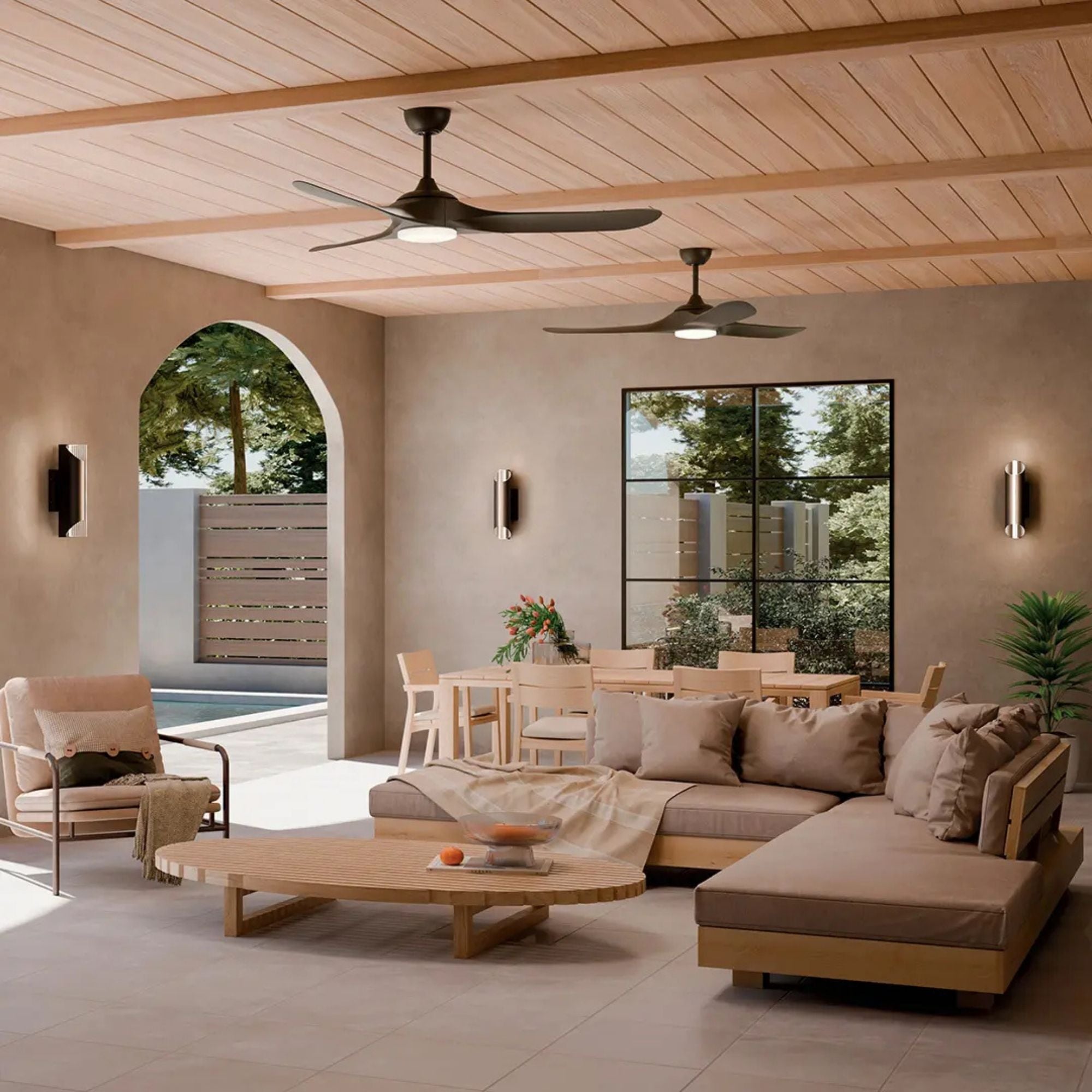 Kichler Mylo Weather+ 60'' Ceiling Fan with LED Light DC Motor Satin Natural Bronze
