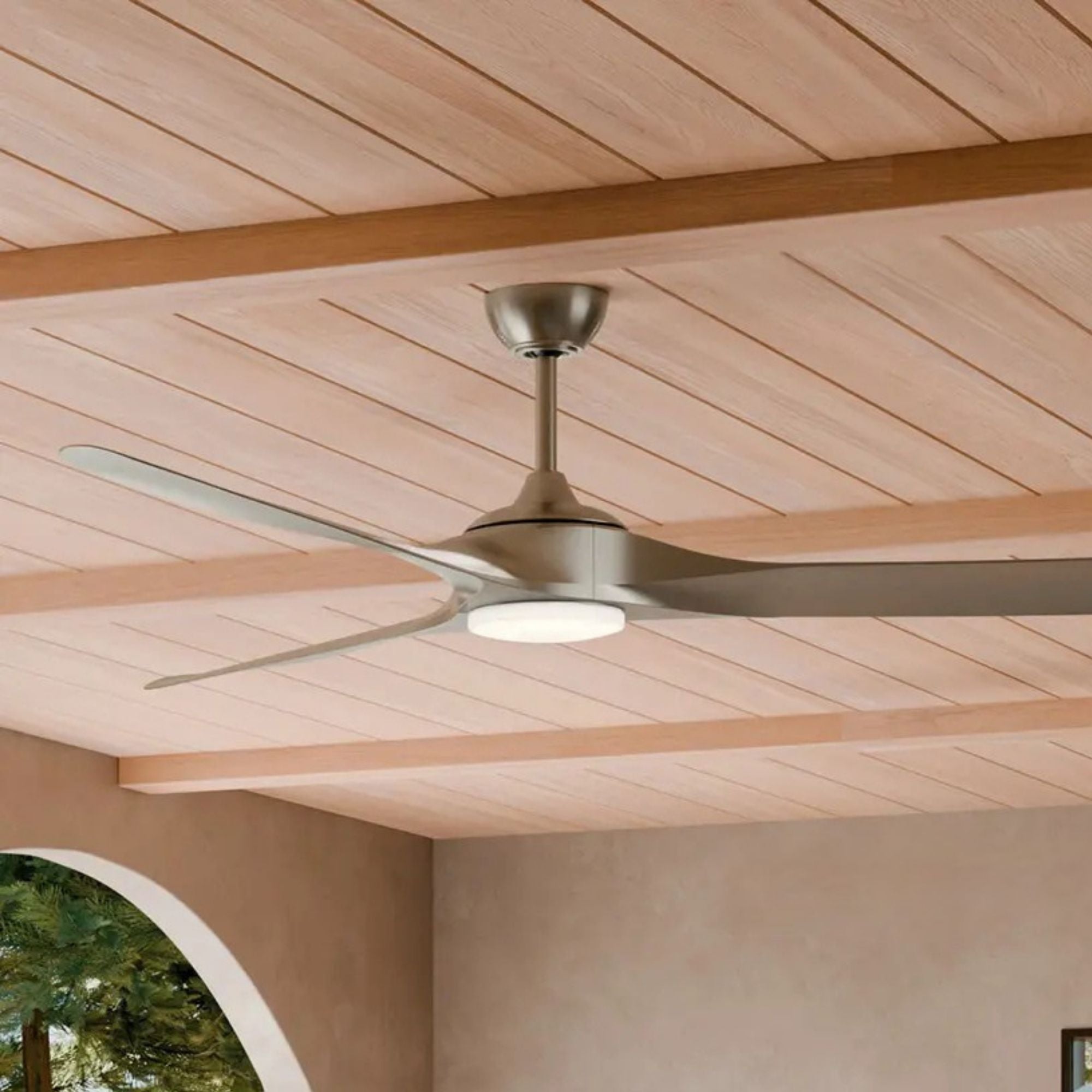 Kichler Mylo Weather+ 80'' Ceiling Fan with LED Light DC Motor Painted Brushed Nickel