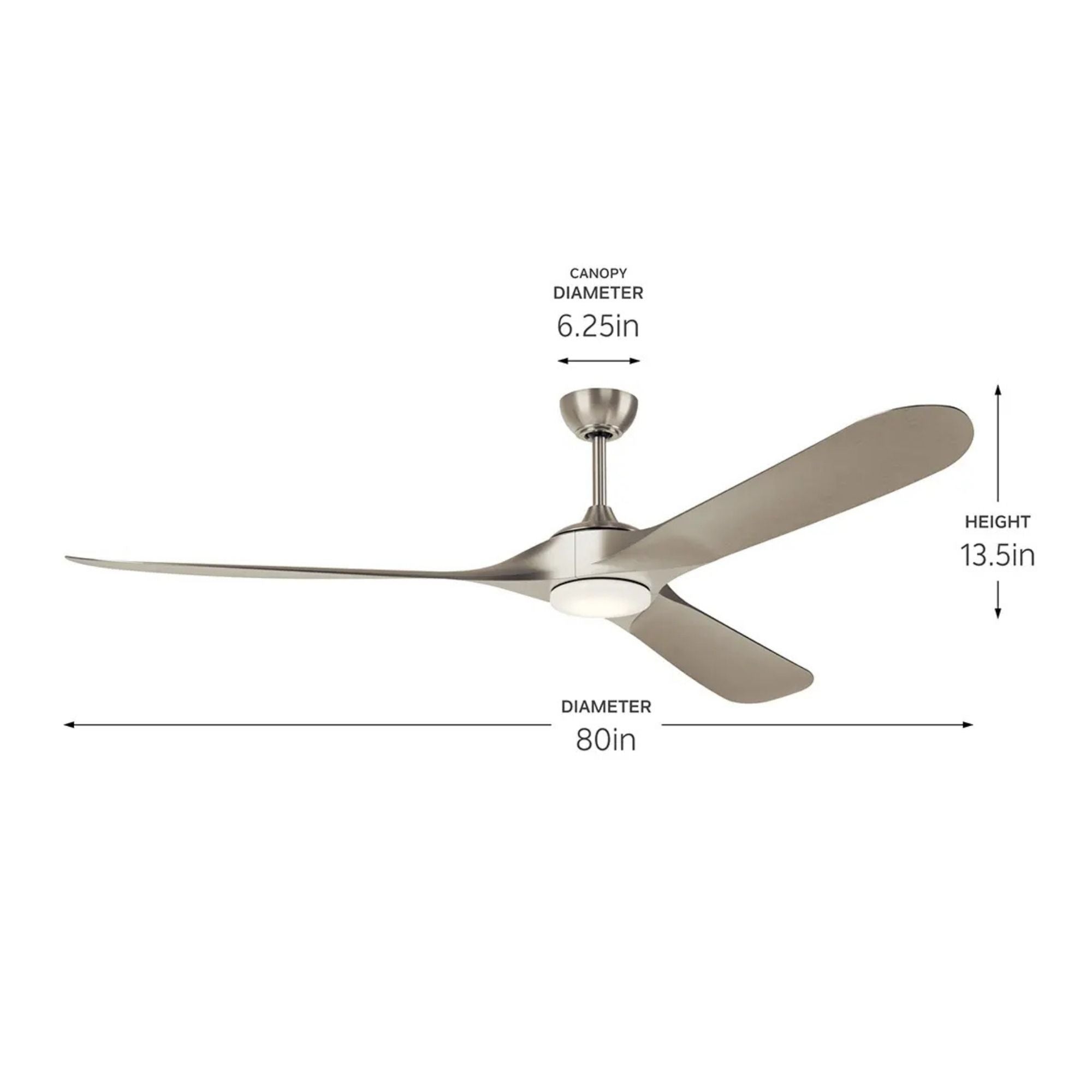 Kichler Mylo Weather+ 80'' Ceiling Fan with LED Light DC Motor Painted Brushed Nickel