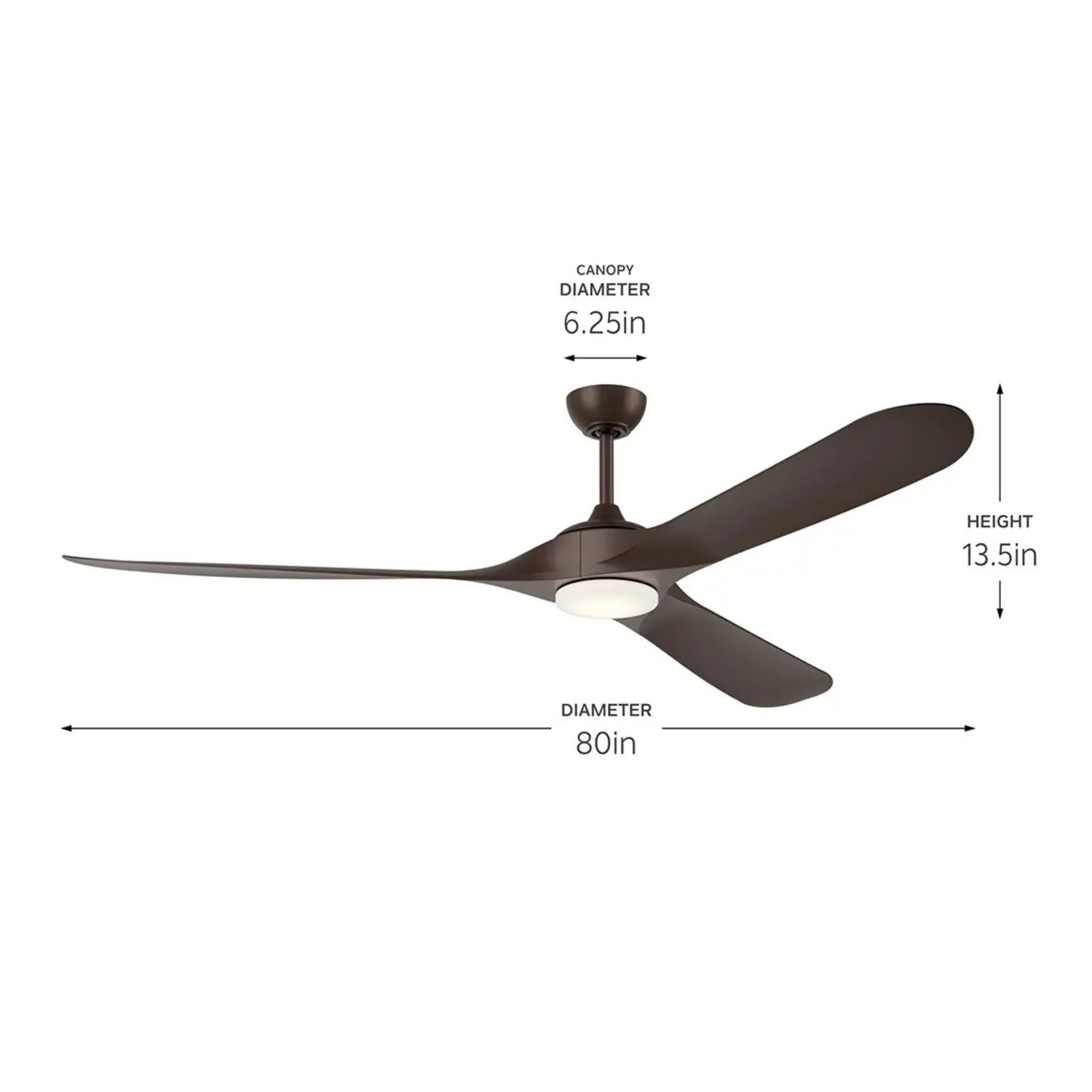 Kichler Mylo Weather+ 80'' Ceiling Fan with LED Light DC Motor Satin Natural Bronze