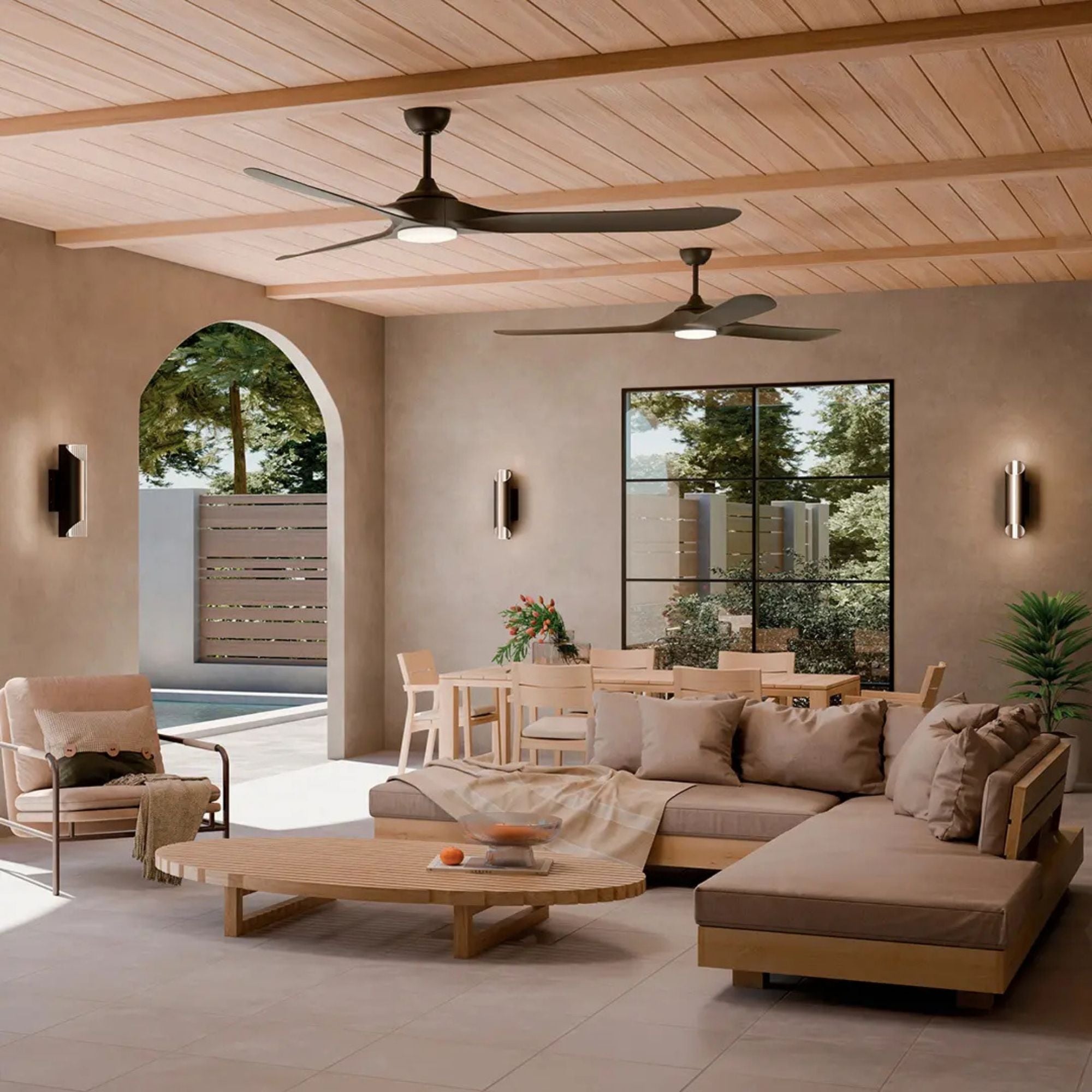 Kichler Mylo Weather+ 80'' Ceiling Fan with LED Light DC Motor Satin Natural Bronze
