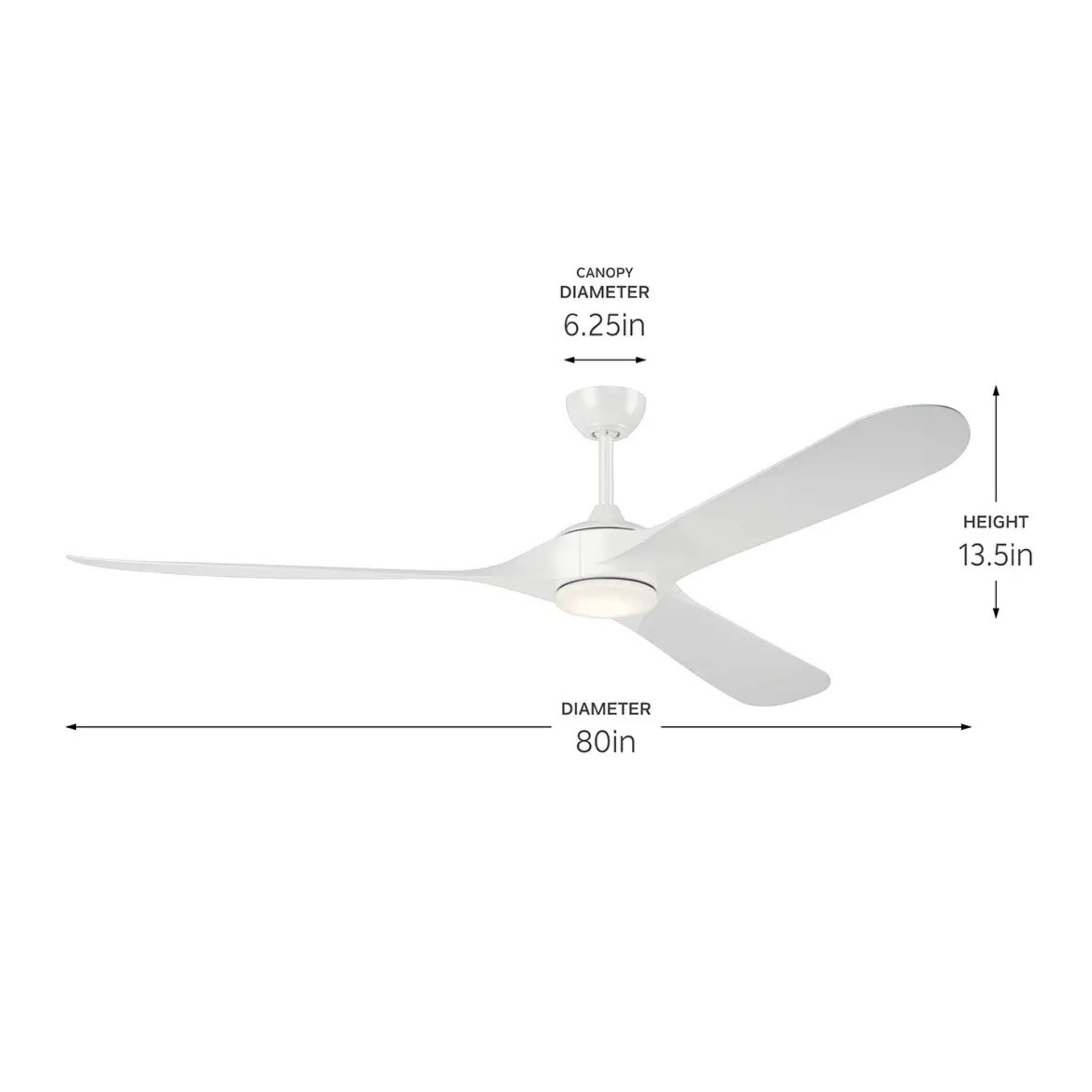 Kichler Mylo Weather+ 80'' Ceiling Fan with LED Light DC Motor White