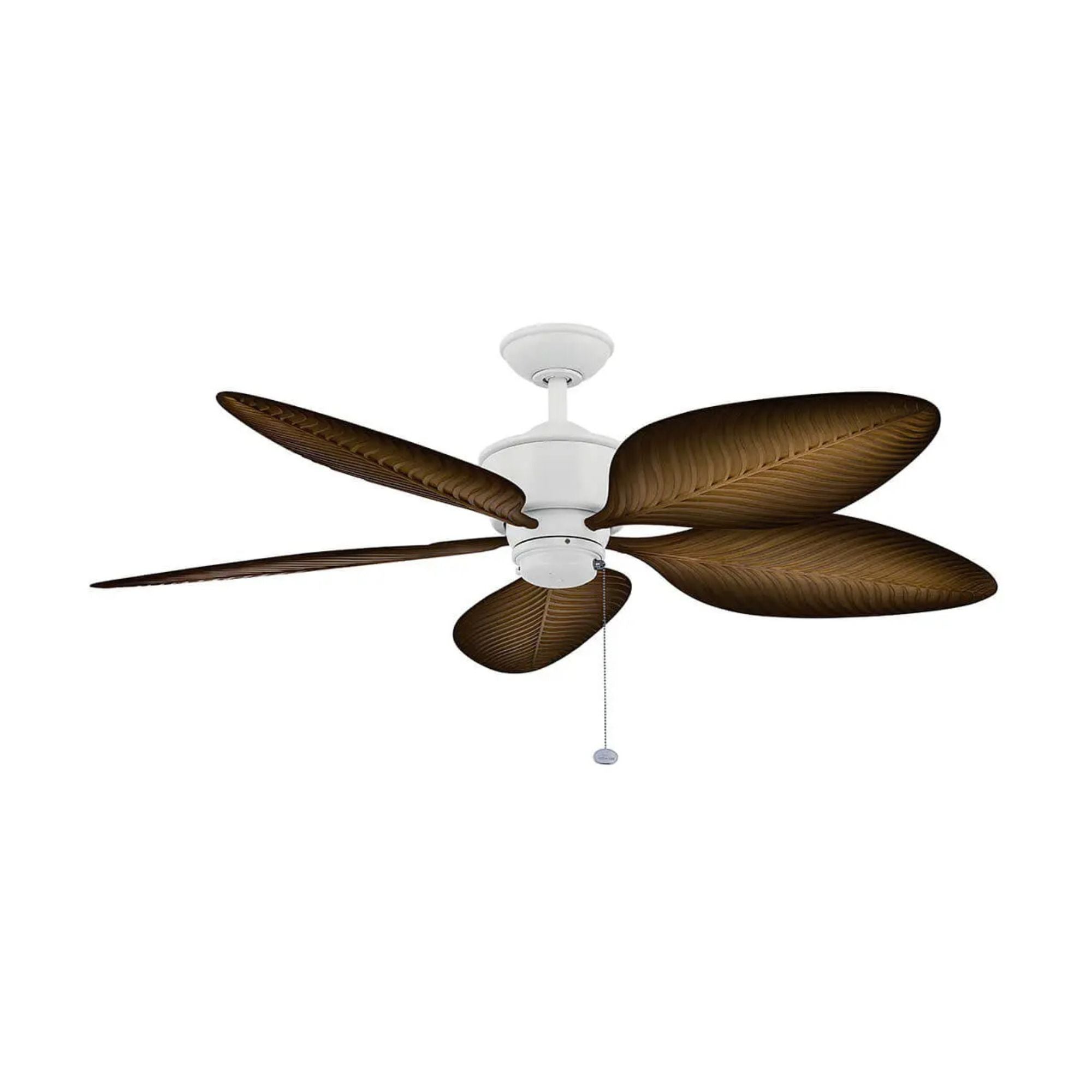 Nani 56" Matte White Palm-Leaf Blades Outdoor Ceiling Fan with Pull Chain