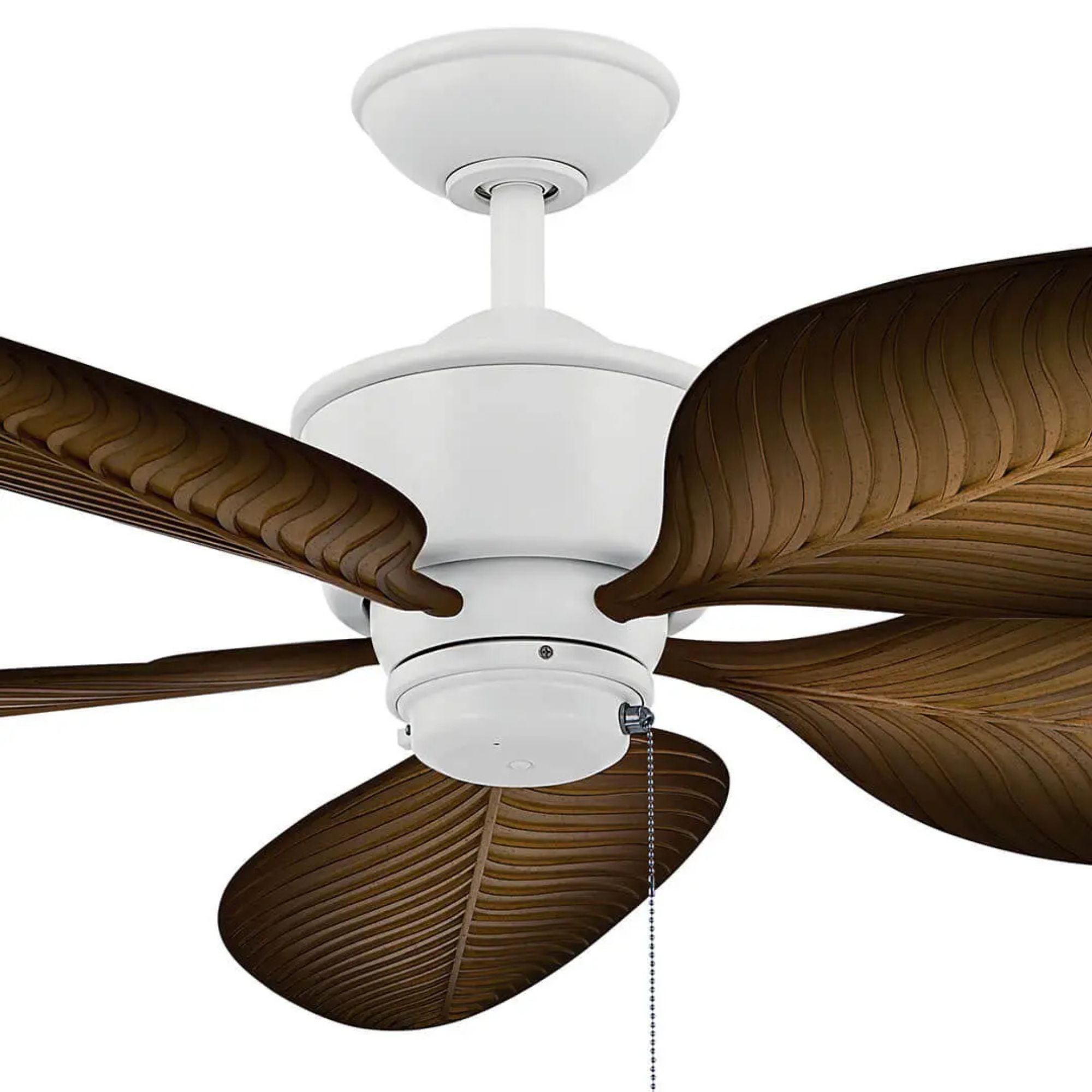 Nani 56" Matte White Palm-Leaf Blades Outdoor Ceiling Fan with Pull Chain