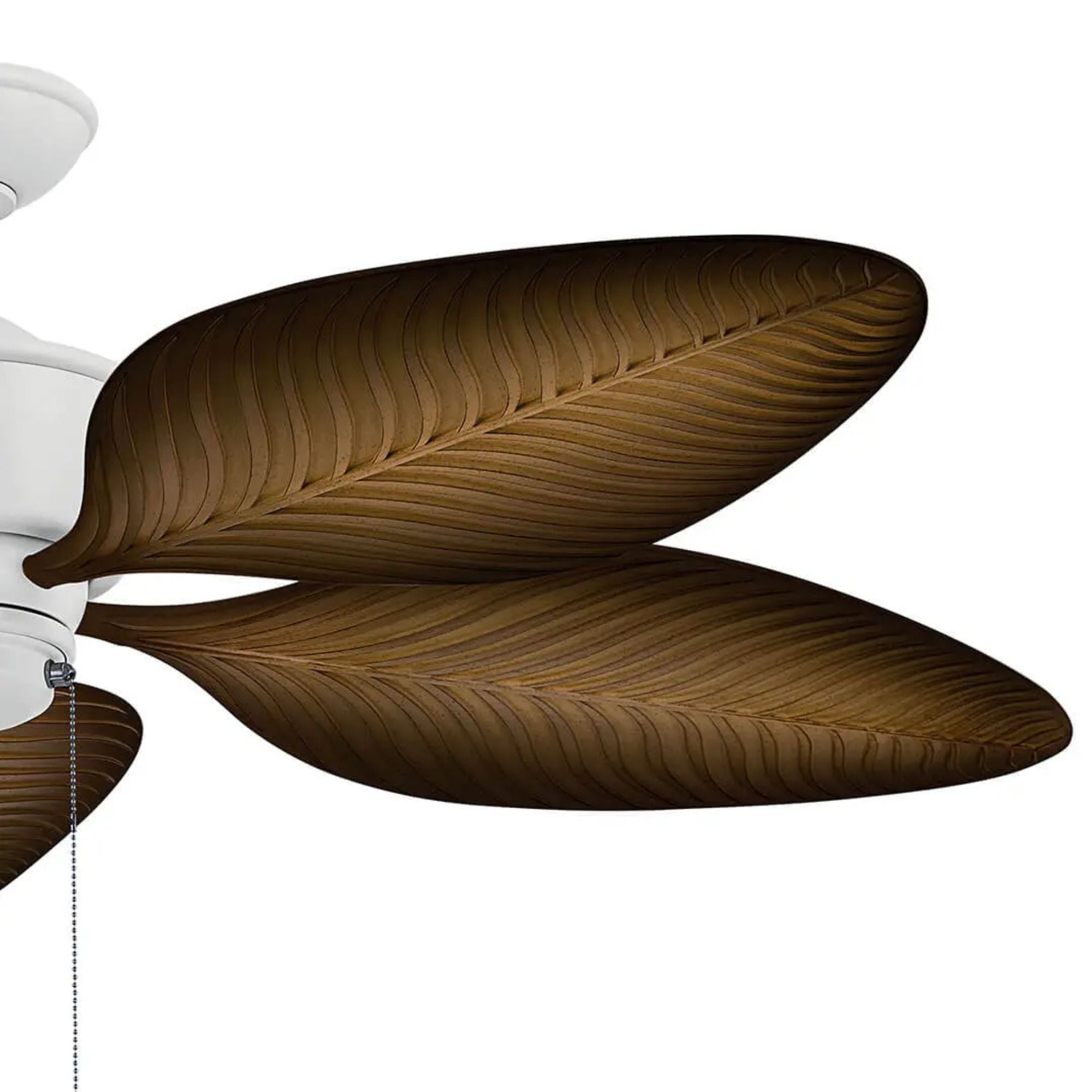 Nani 56" Matte White Palm-Leaf Blades Outdoor Ceiling Fan with Pull Chain
