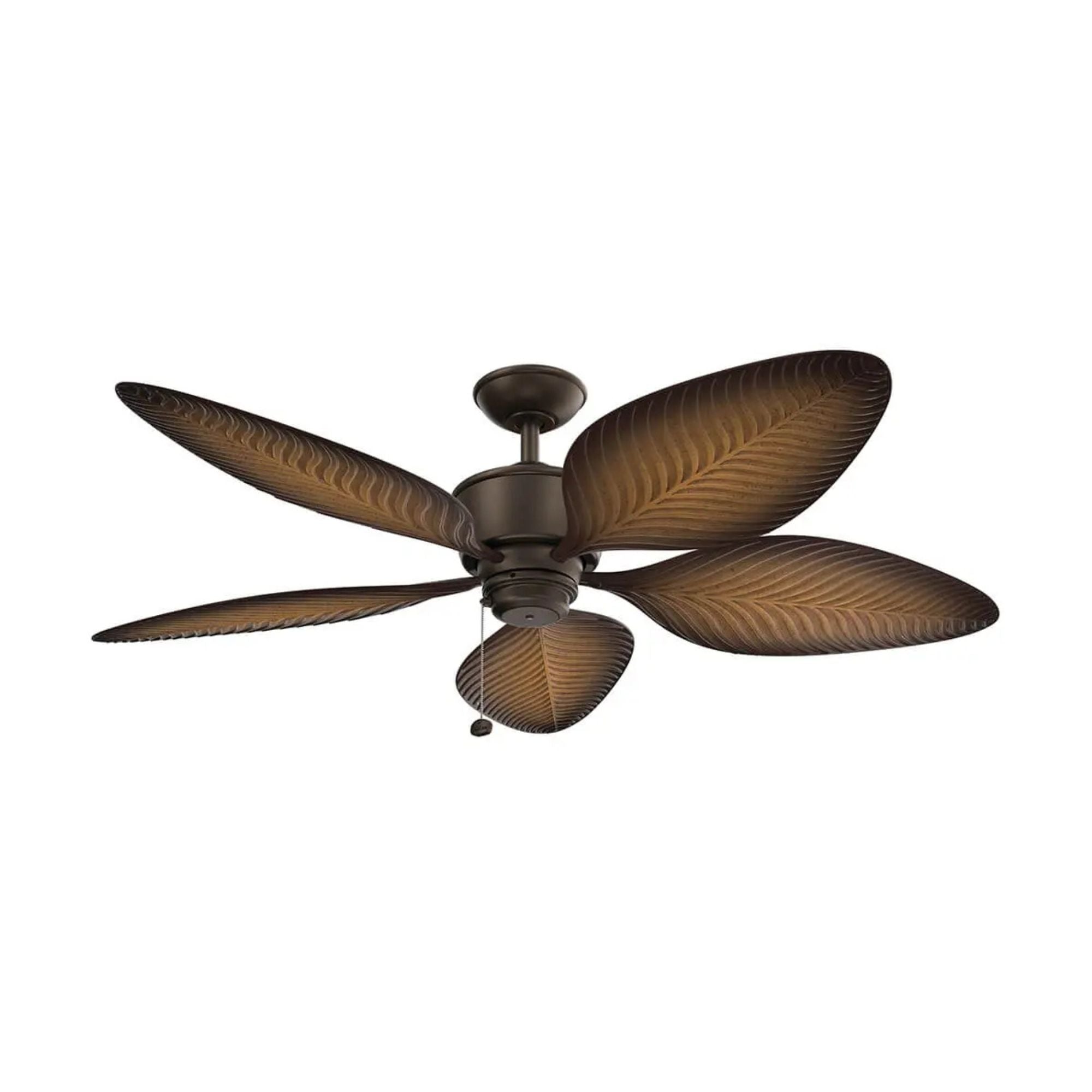 Nani 56" Satin Natural Bronze Palm-Leaf Blades Outdoor Ceiling Fan with Pull Chain