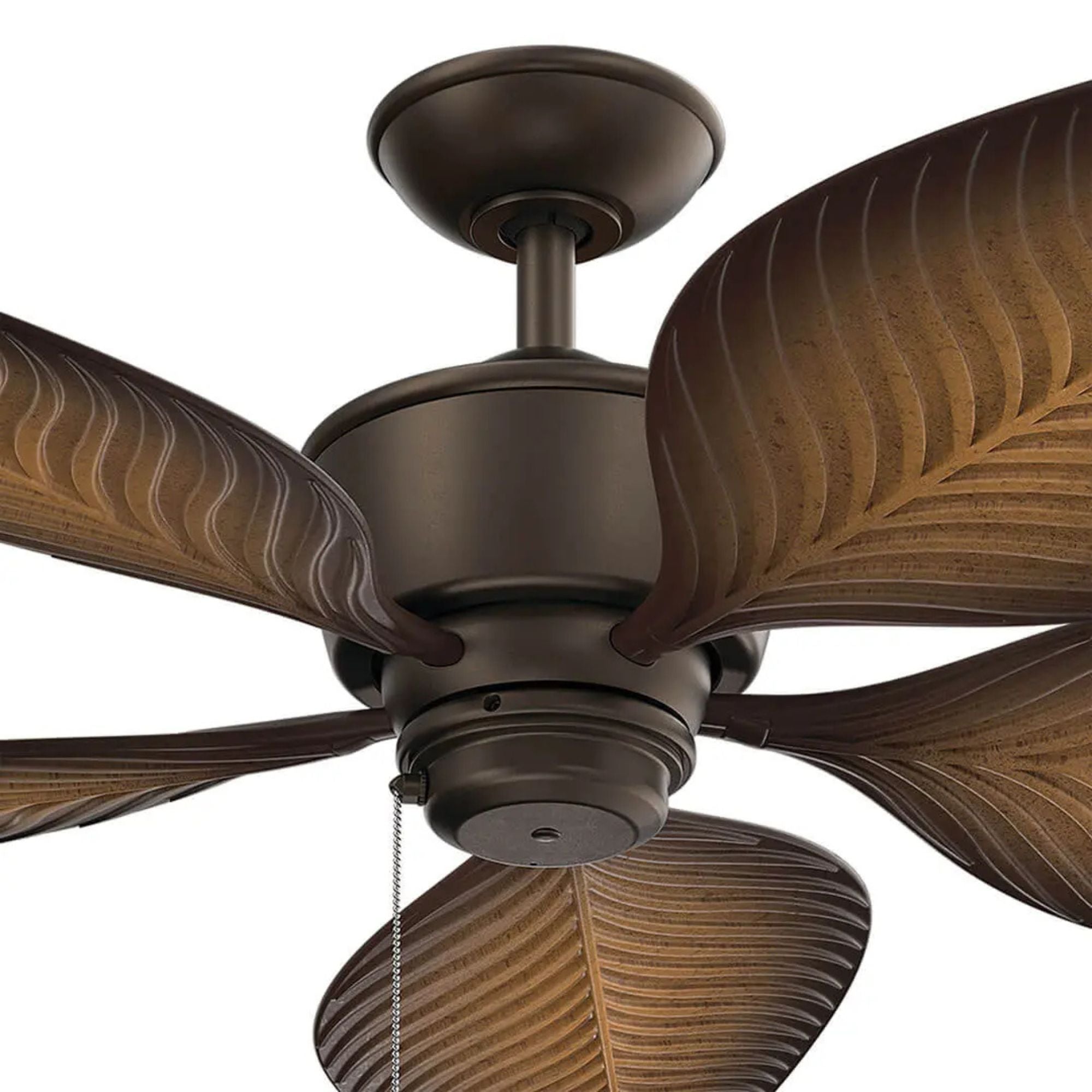 Nani 56" Satin Natural Bronze Palm-Leaf Blades Outdoor Ceiling Fan with Pull Chain