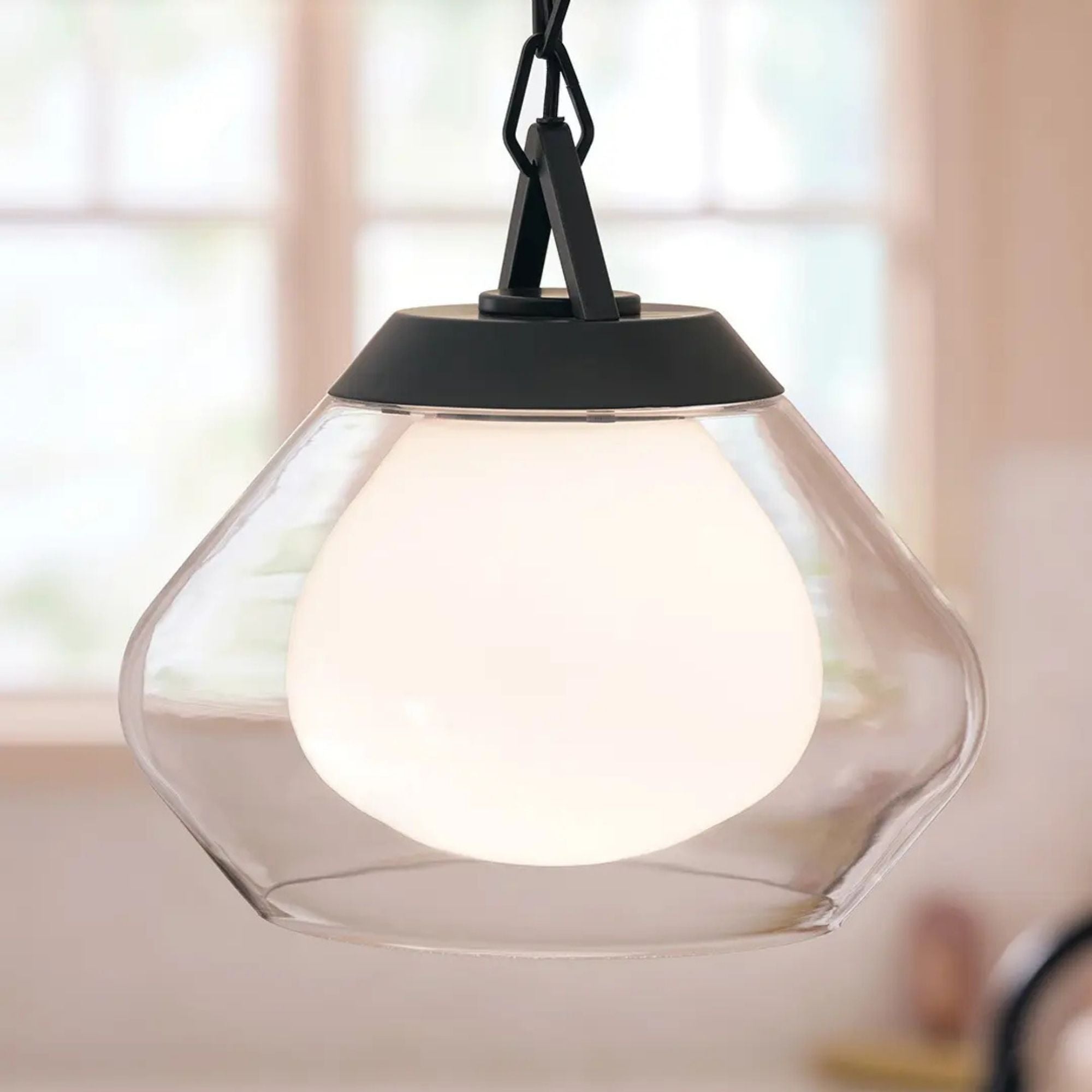 Kichler Nella 10.75 in. Pendant Light, Black with Unique Clear Glass Shade