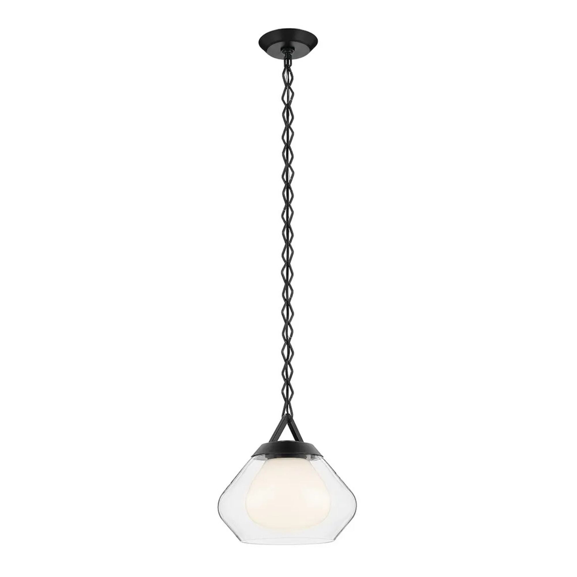 Kichler Nella 10.75 in. Pendant Light, Black with Unique Clear Glass Shade