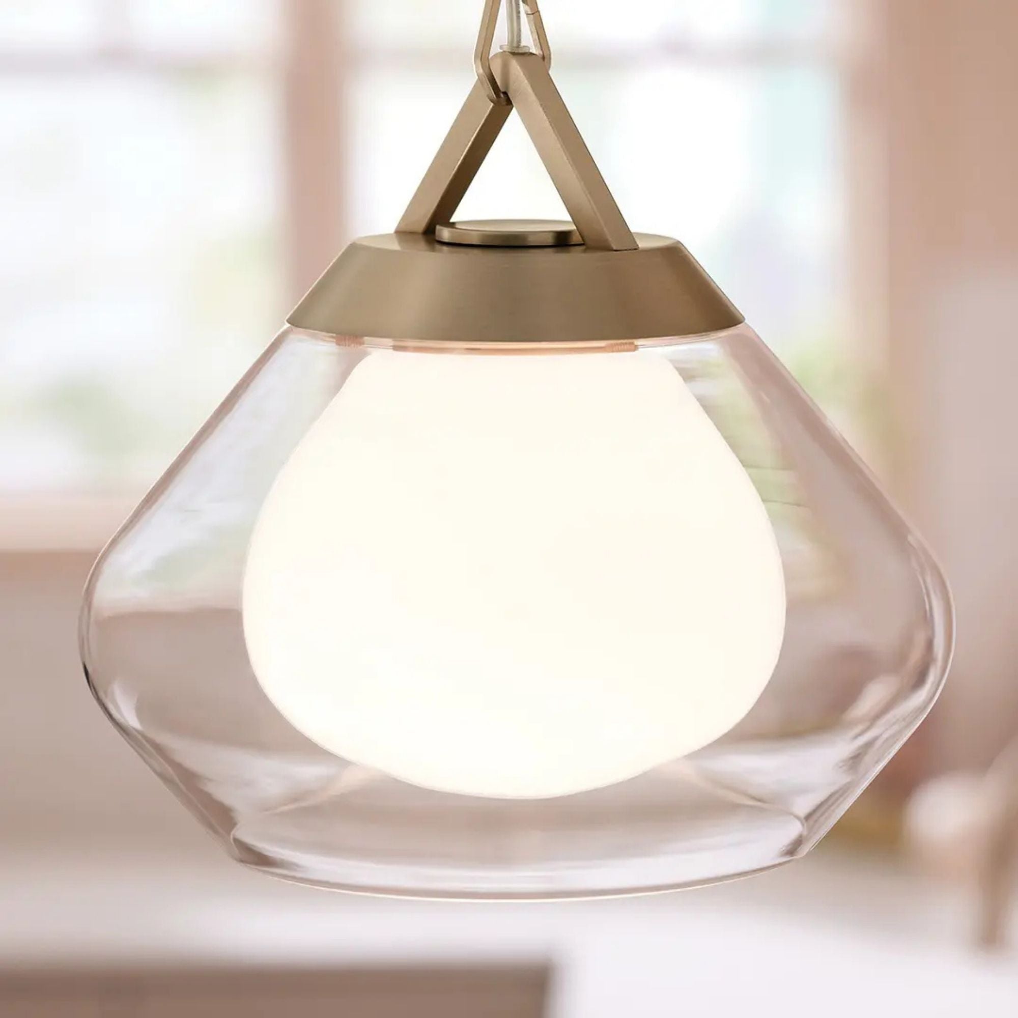 Kichler Nella 10.75 in. Pendant Light, Champagne Bronze with Unique Shade & Clear Glass