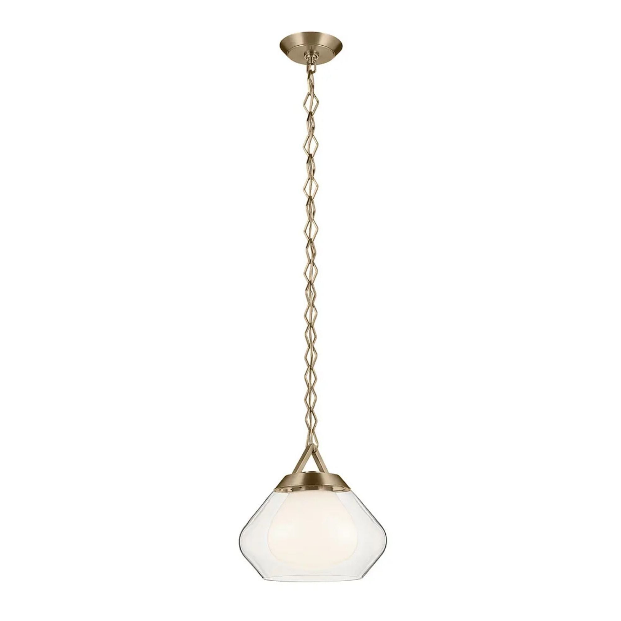 Kichler Nella 10.75 in. Pendant Light, Champagne Bronze with Unique Shade & Clear Glass