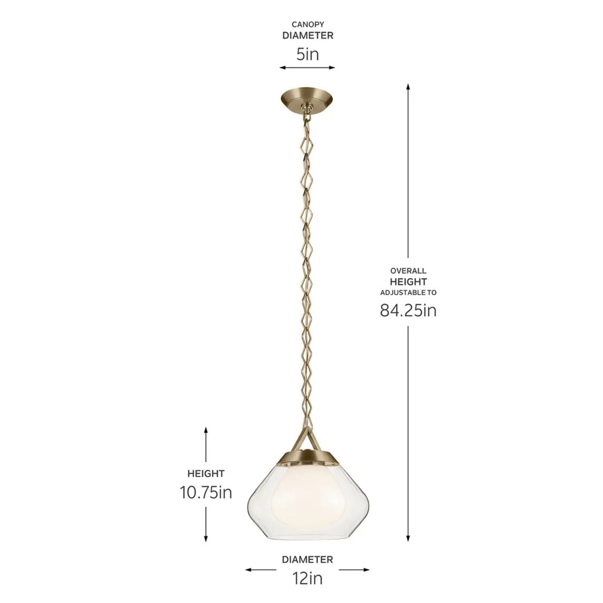 Kichler Nella 10.75 in. Pendant Light, Champagne Bronze with Unique Shade & Clear Glass