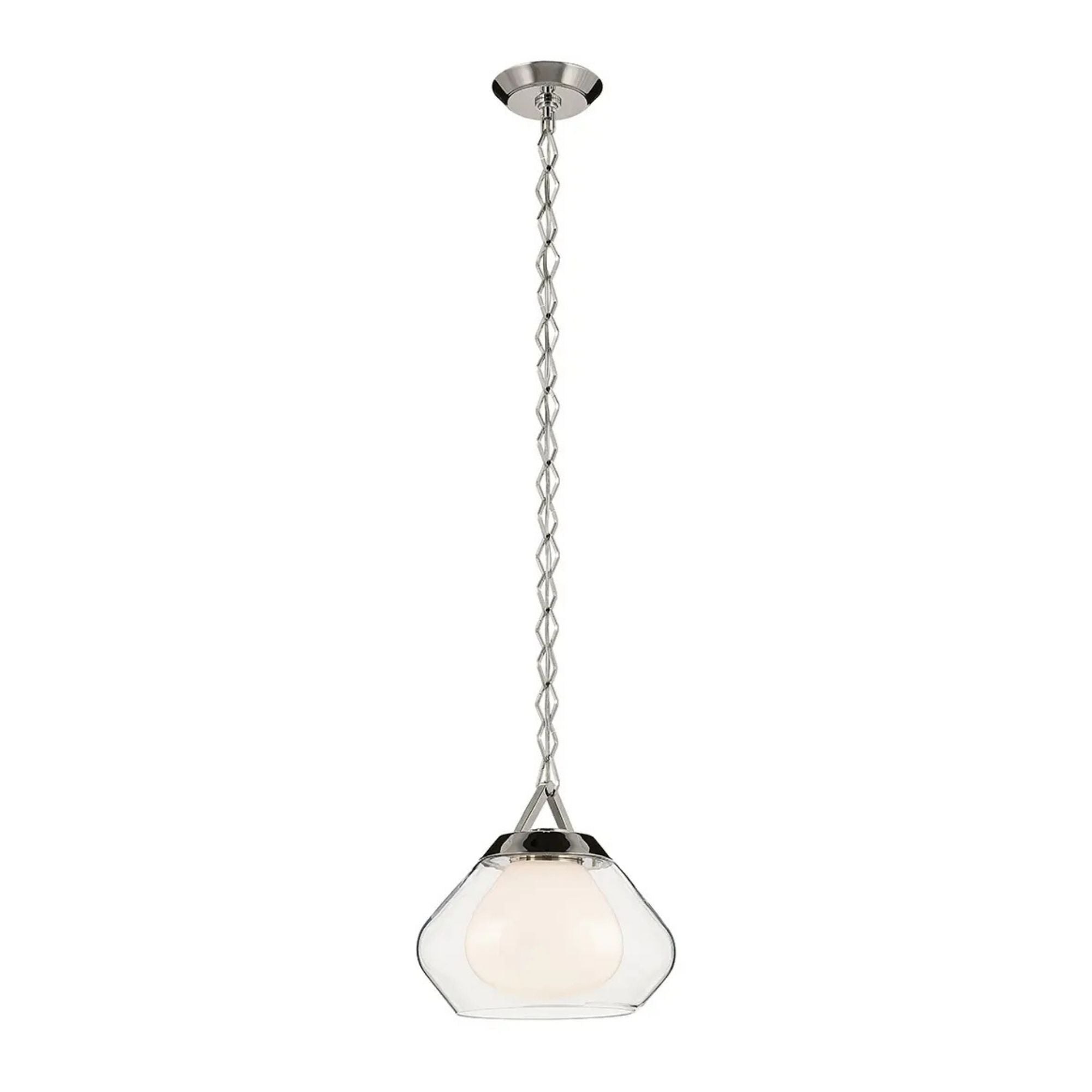 Kichler Nella 12 in. Pendant Light, Polished Nickel with Unique Shade & Clear Glass
