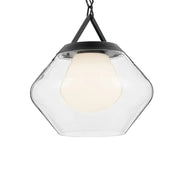 Kichler Nella 16.5 in. Pendant Light, Black with Unique Clear Glass Shade