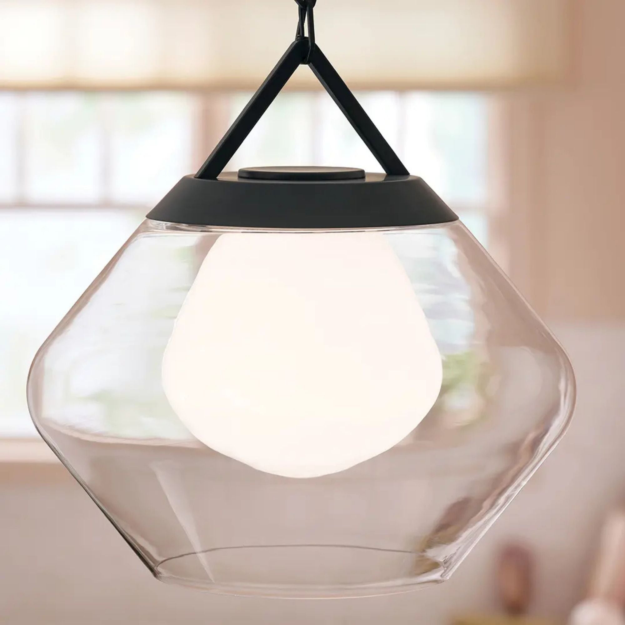Kichler Nella 16.5 in. Pendant Light, Black with Unique Clear Glass Shade