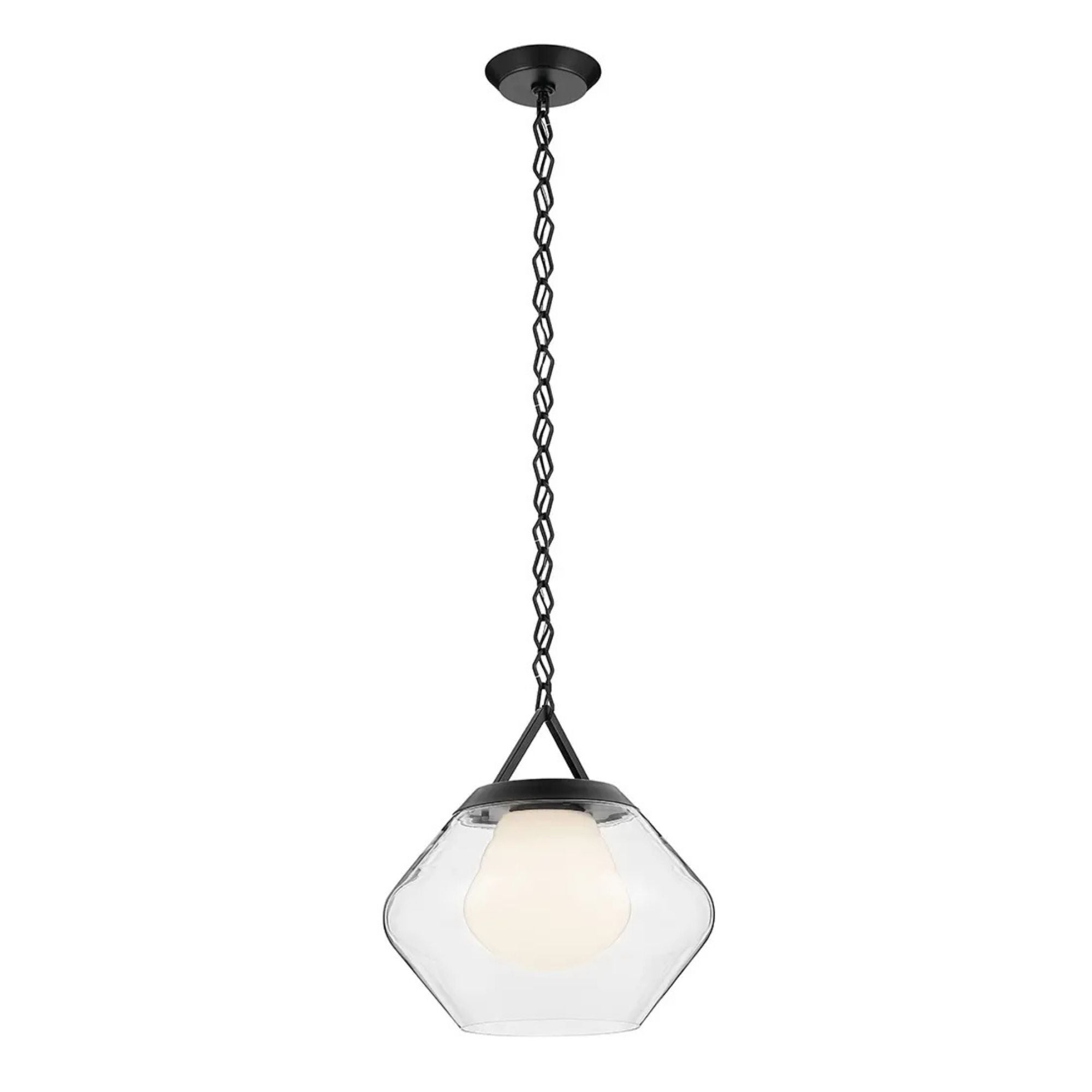 Kichler Nella 16.5 in. Pendant Light, Black with Unique Clear Glass Shade