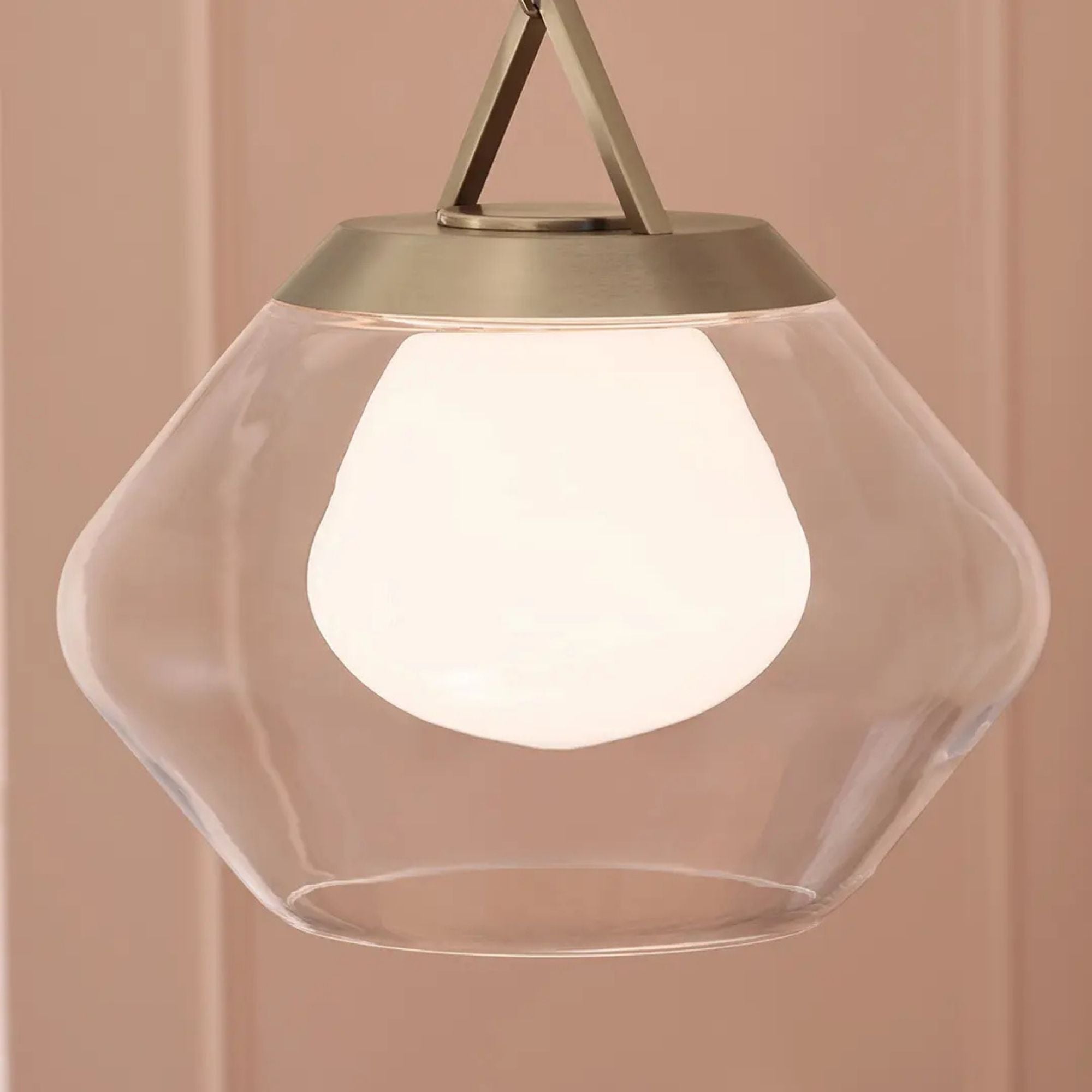Kichler Nella 16.5 in. Pendant Light, Champagne Bronze with Unique Shade & Clear Glass