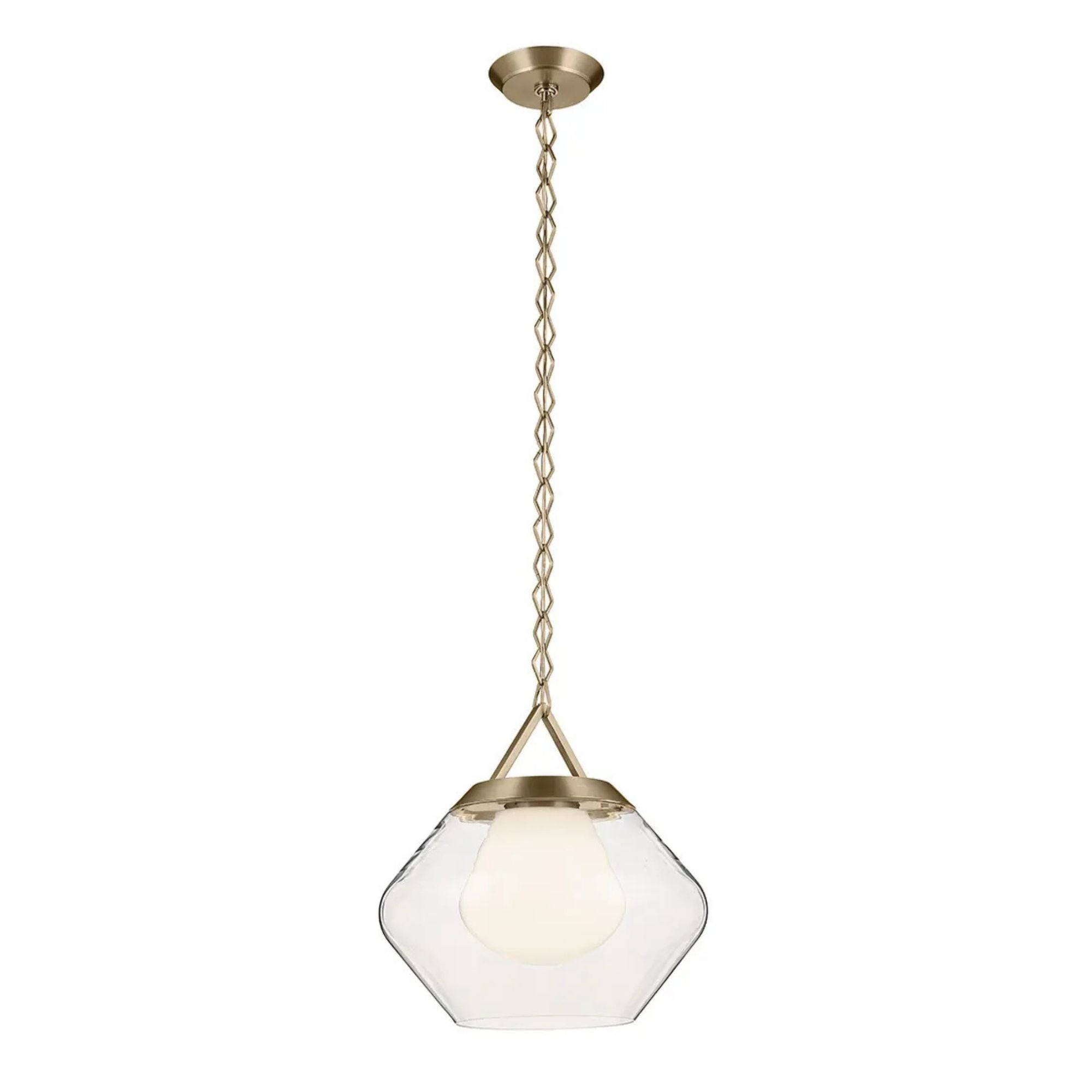 Kichler Nella 16.5 in. Pendant Light, Champagne Bronze with Unique Shade & Clear Glass