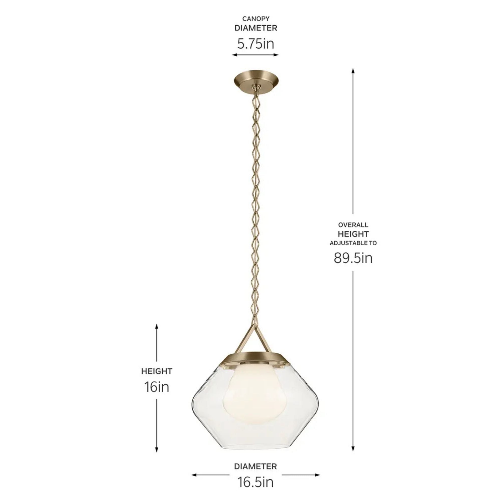 Kichler Nella 16.5 in. Pendant Light, Champagne Bronze with Unique Shade & Clear Glass