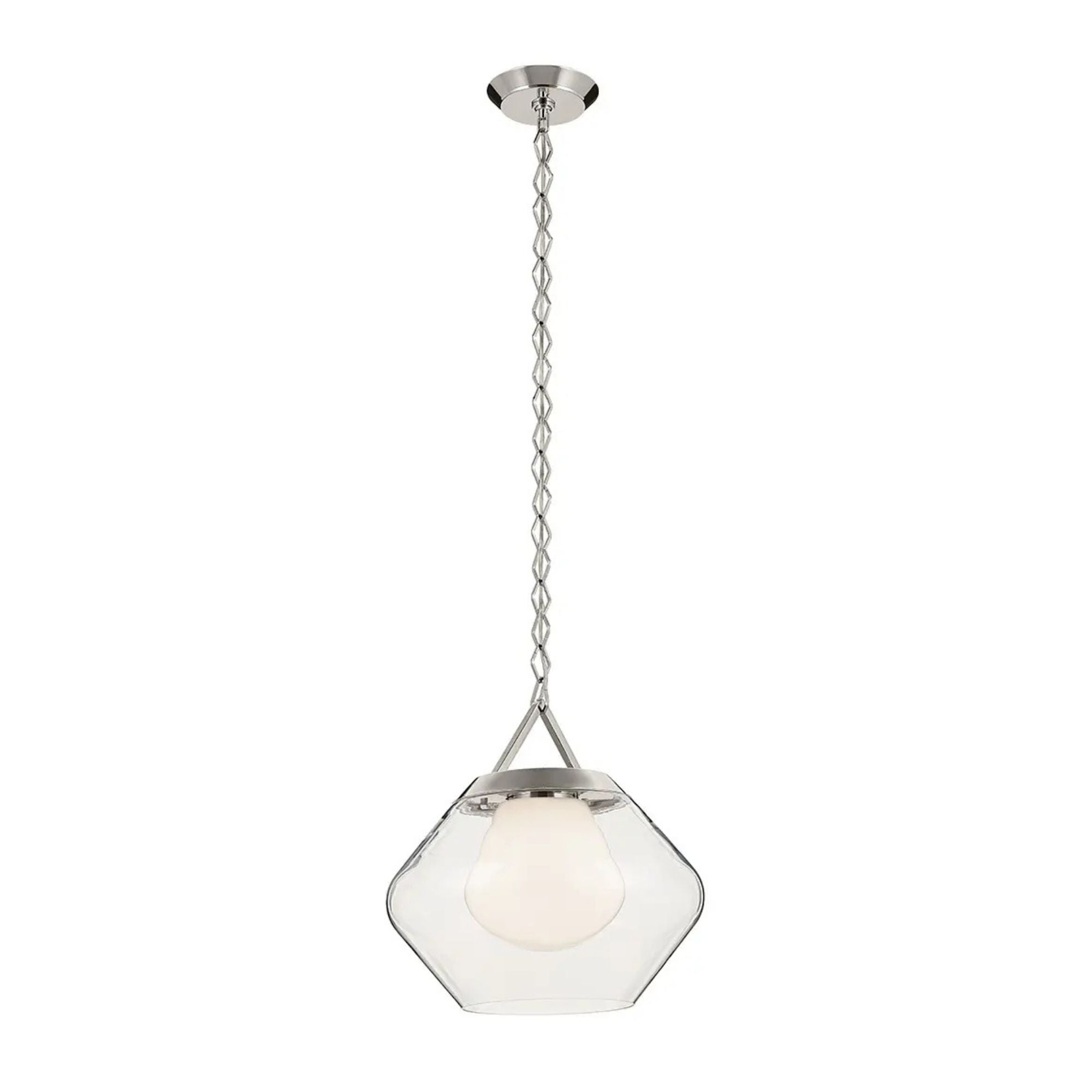 Kichler Nella 16.5 in. Pendant Light, Polished Nickel with Unique Shade & Clear Glass