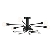 Ocala 41" 6-Light Semi-Flush Mount, Black Finish