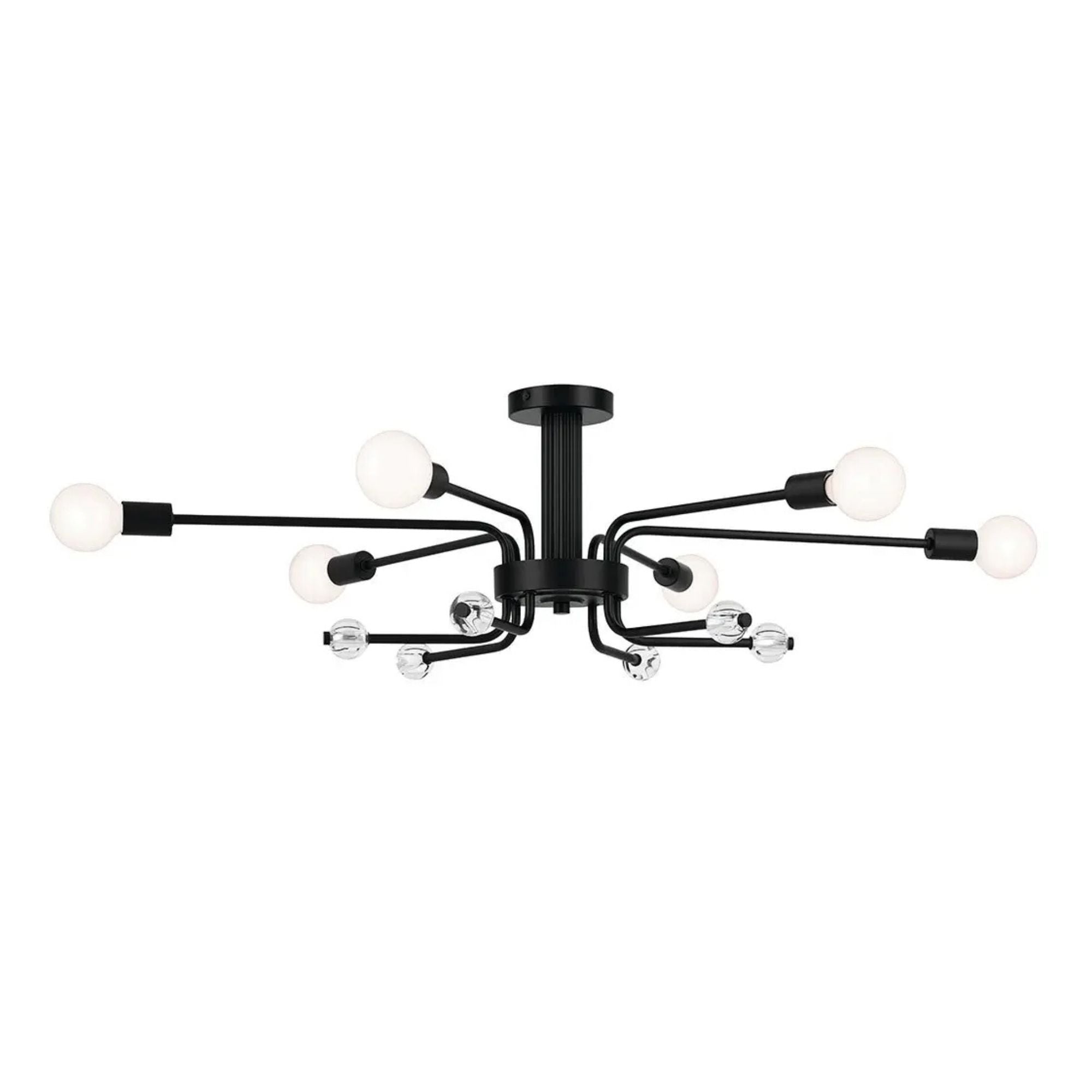 Ocala 41" 6-Light Semi-Flush Mount, Black Finish
