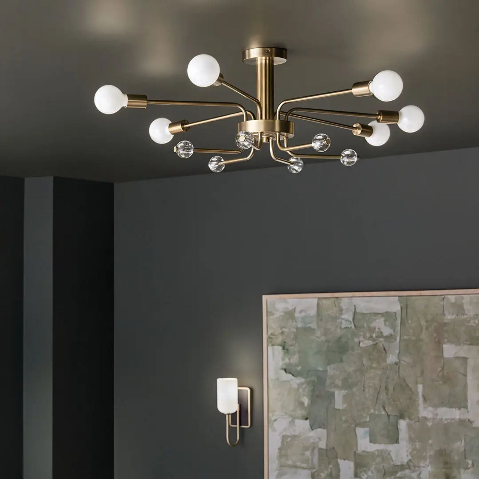Ocala 41" 6-Light Semi-Flush Mount, Champagne Bronze Finish