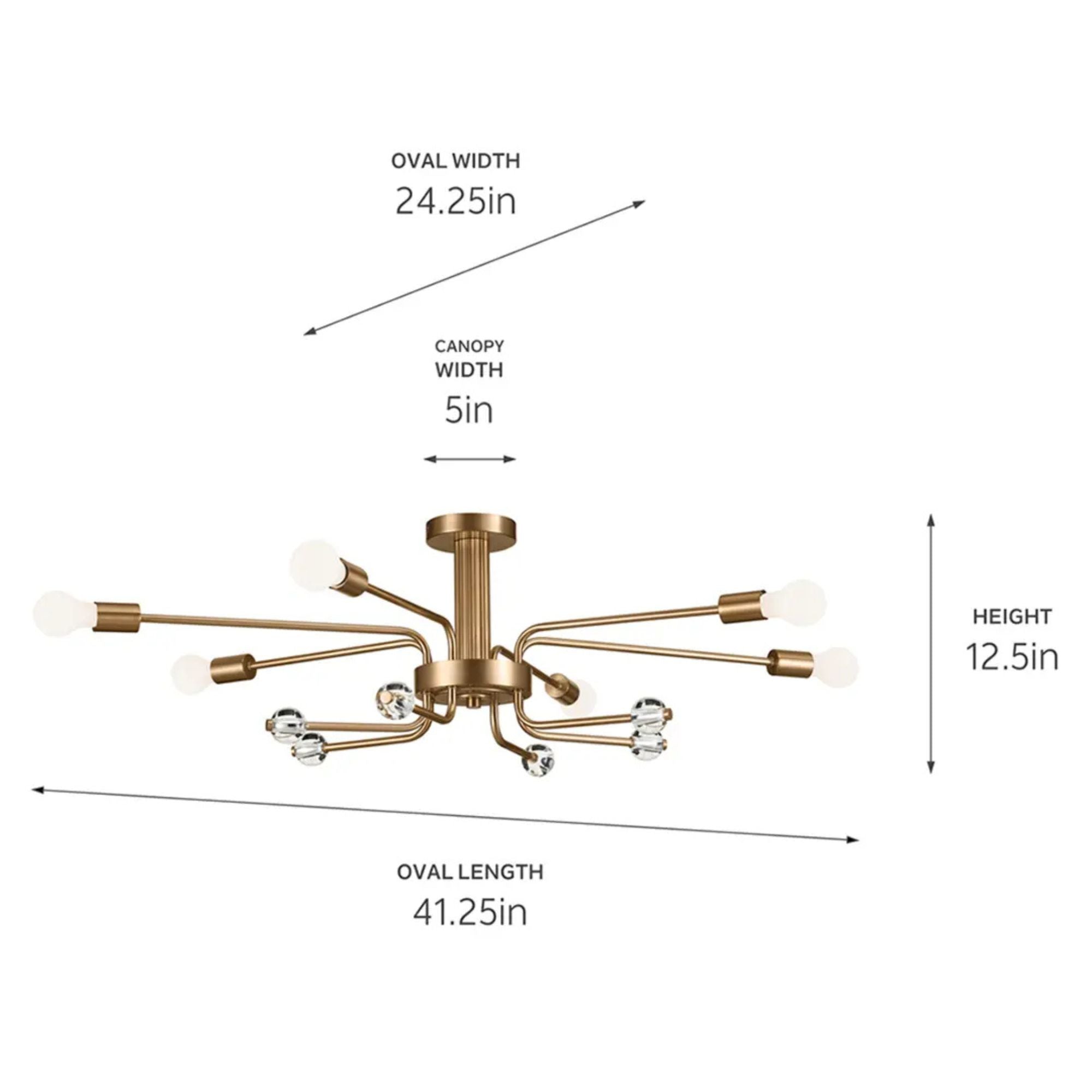 Ocala 41" 6-Light Semi-Flush Mount, Champagne Bronze Finish