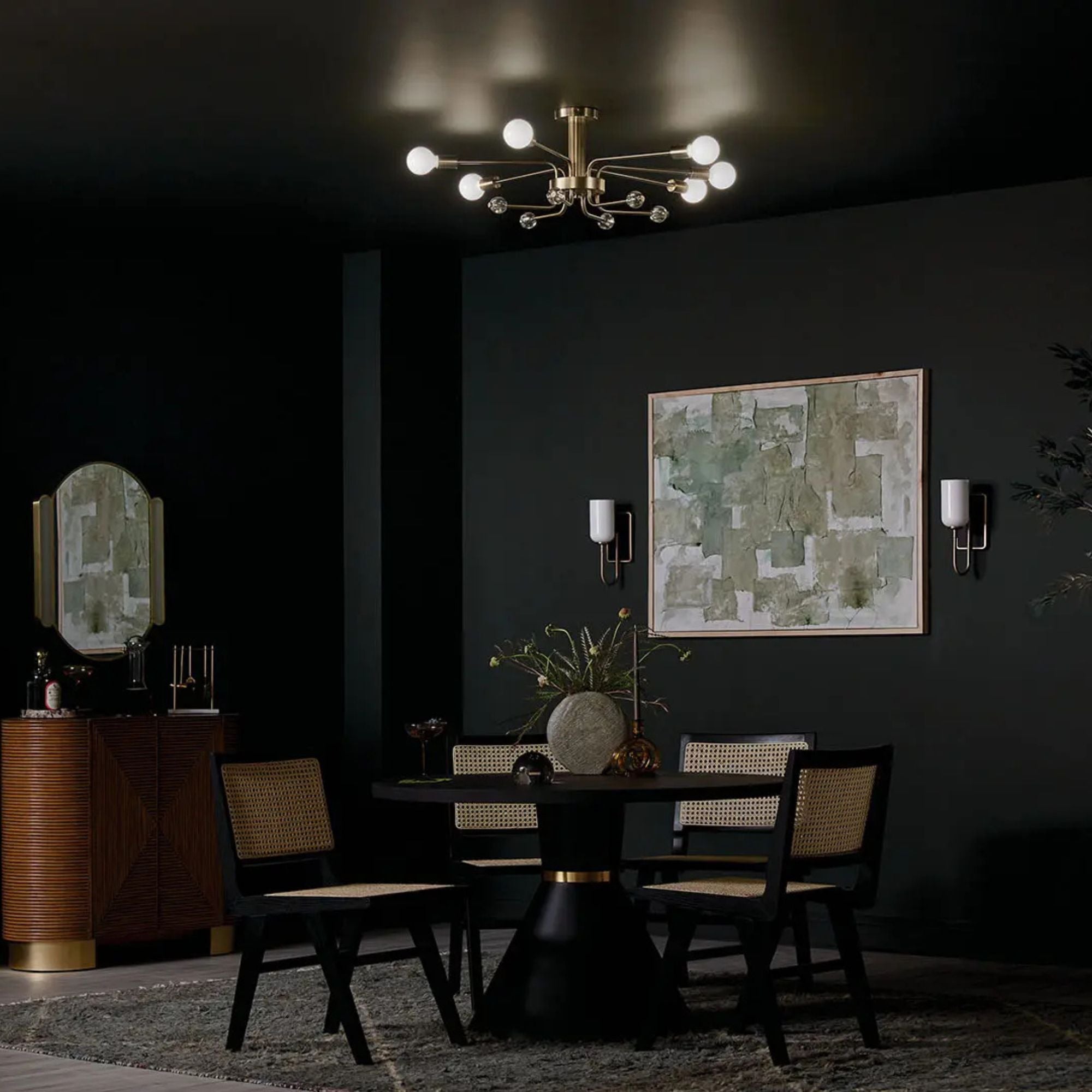 Ocala 41" 6-Light Semi-Flush Mount, Champagne Bronze Finish